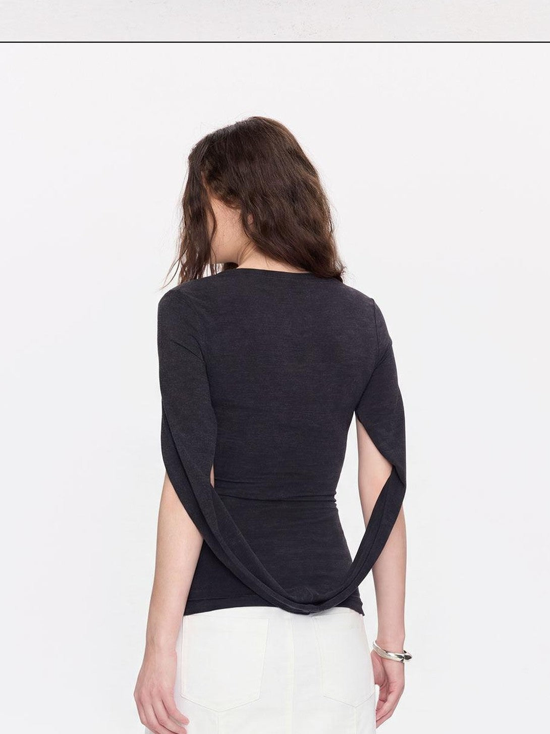 LYUOCHENG Minimal White Low Waist Button Belt Pencil Women&