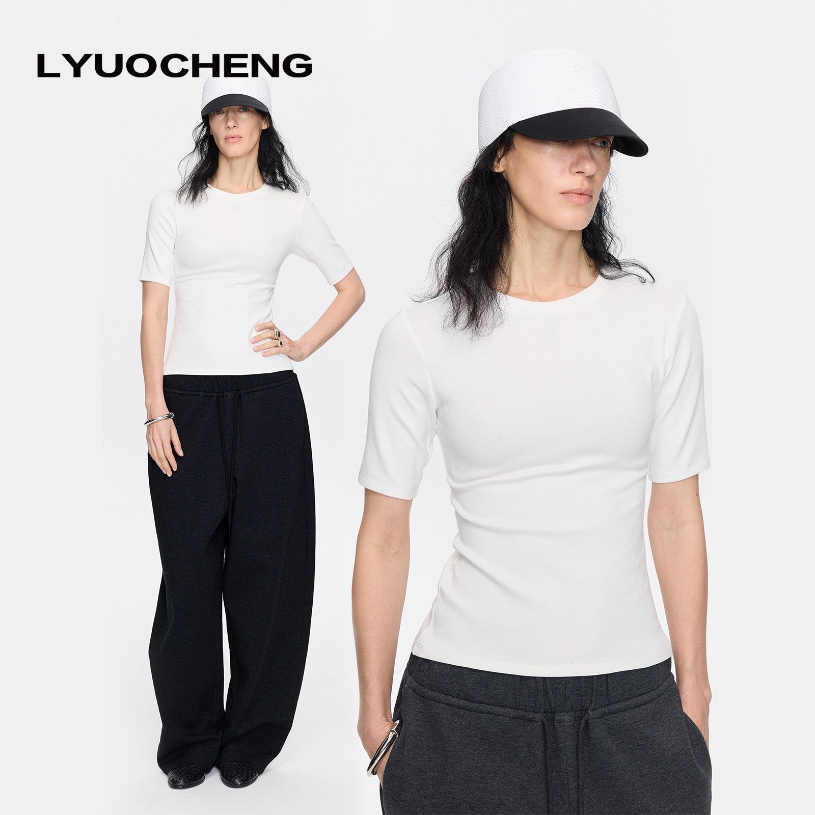 LYUOCHENG_Minimalist_Crew_Neck_Mid_Sleeve_Stretch_Women&
