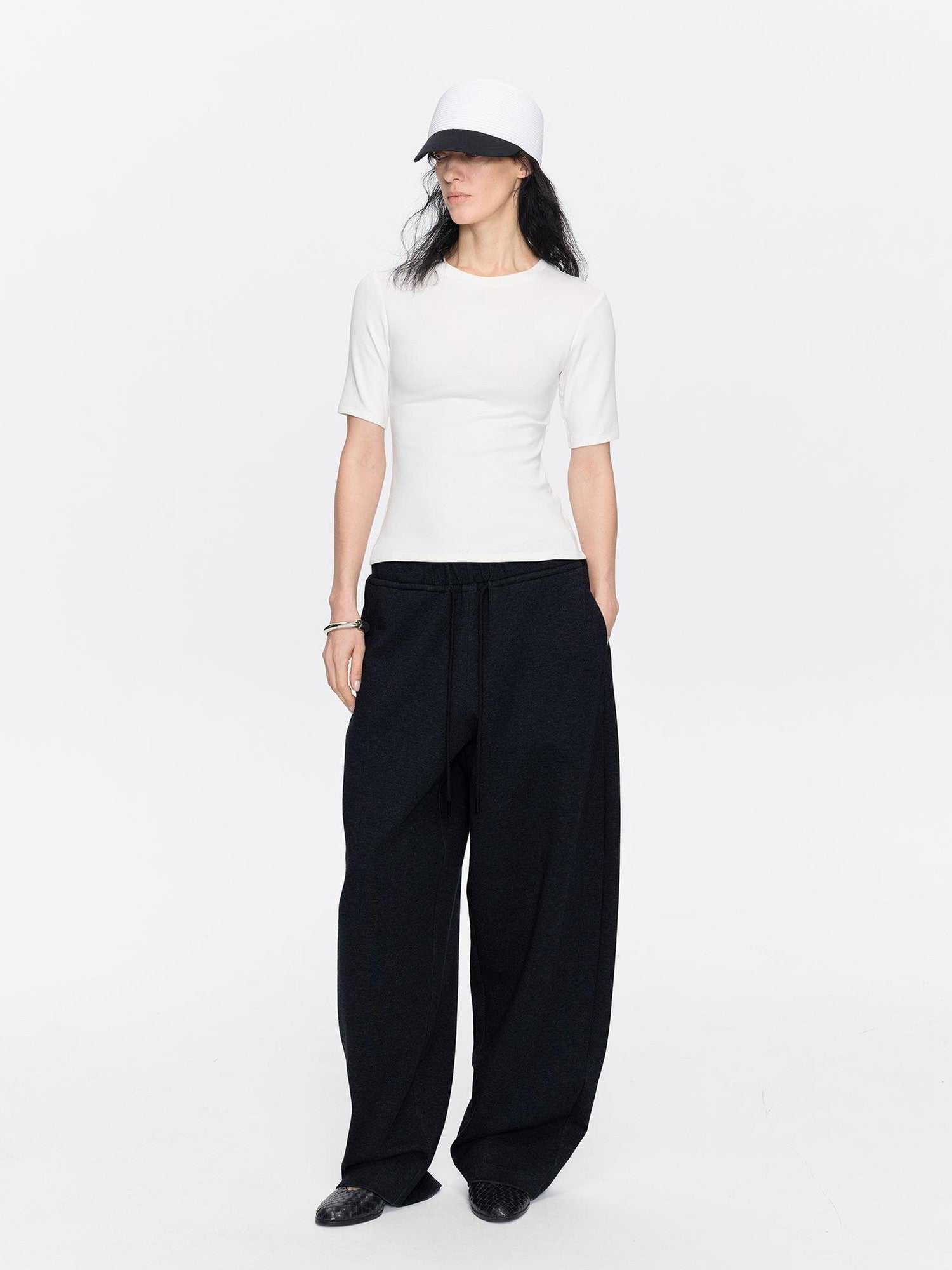 LYUOCHENG Minimalist Crew Neck Mid Sleeve Stretch Women&