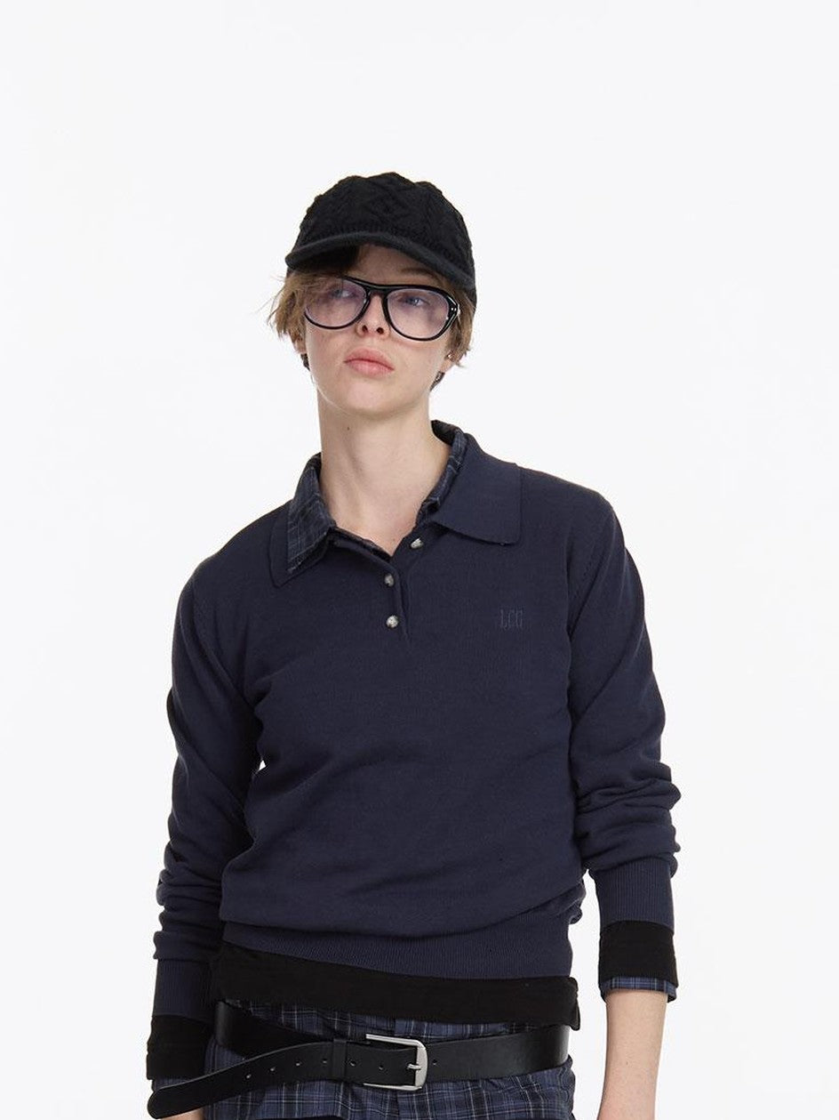 LYUOCHENG Navy Asymmetric Hem Panel Ruffle Women&