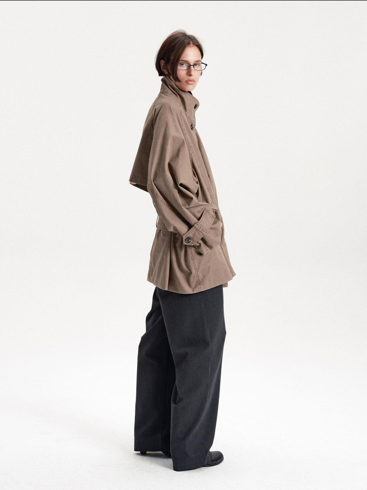LYUOCHENG Oversized Solid Cotton Long Sleeve Belted Button Up Women&