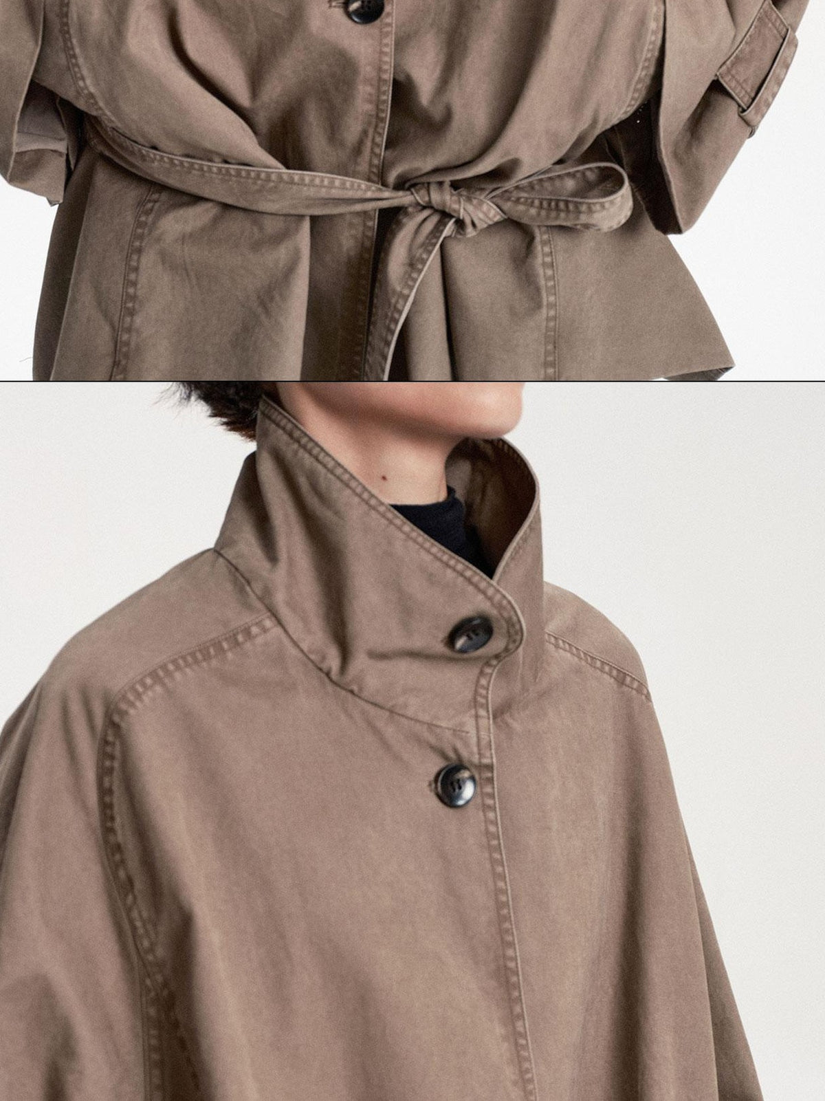 LYUOCHENG Oversized Solid Cotton Long Sleeve Belted Button Up Women&