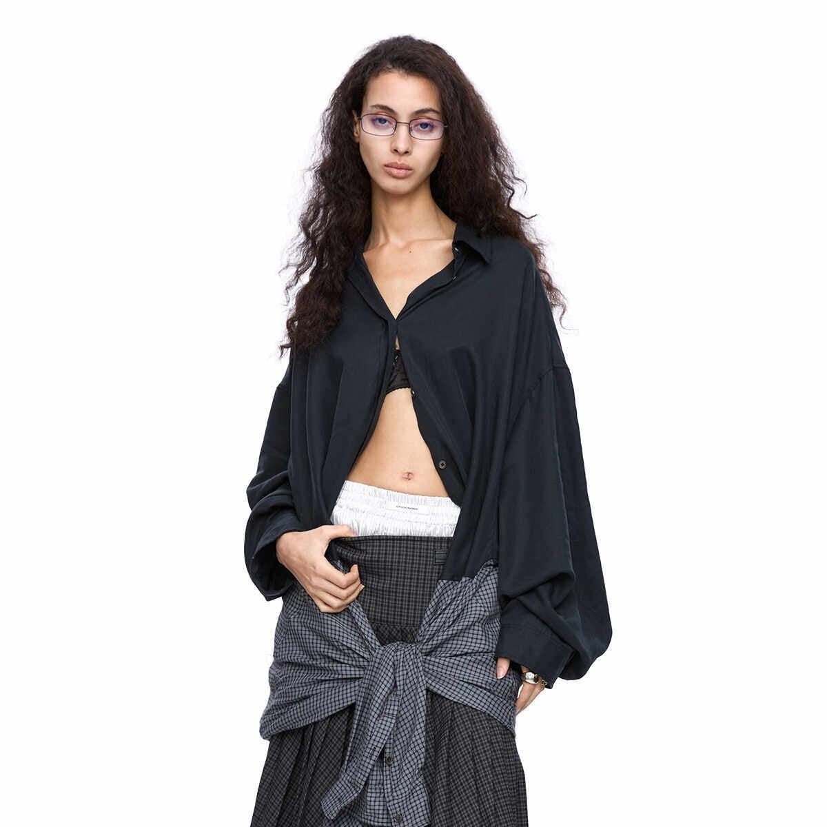 LYUOCHENG_Plaid_Double_Collar_Buttoned_Midlength_Loose_Women&