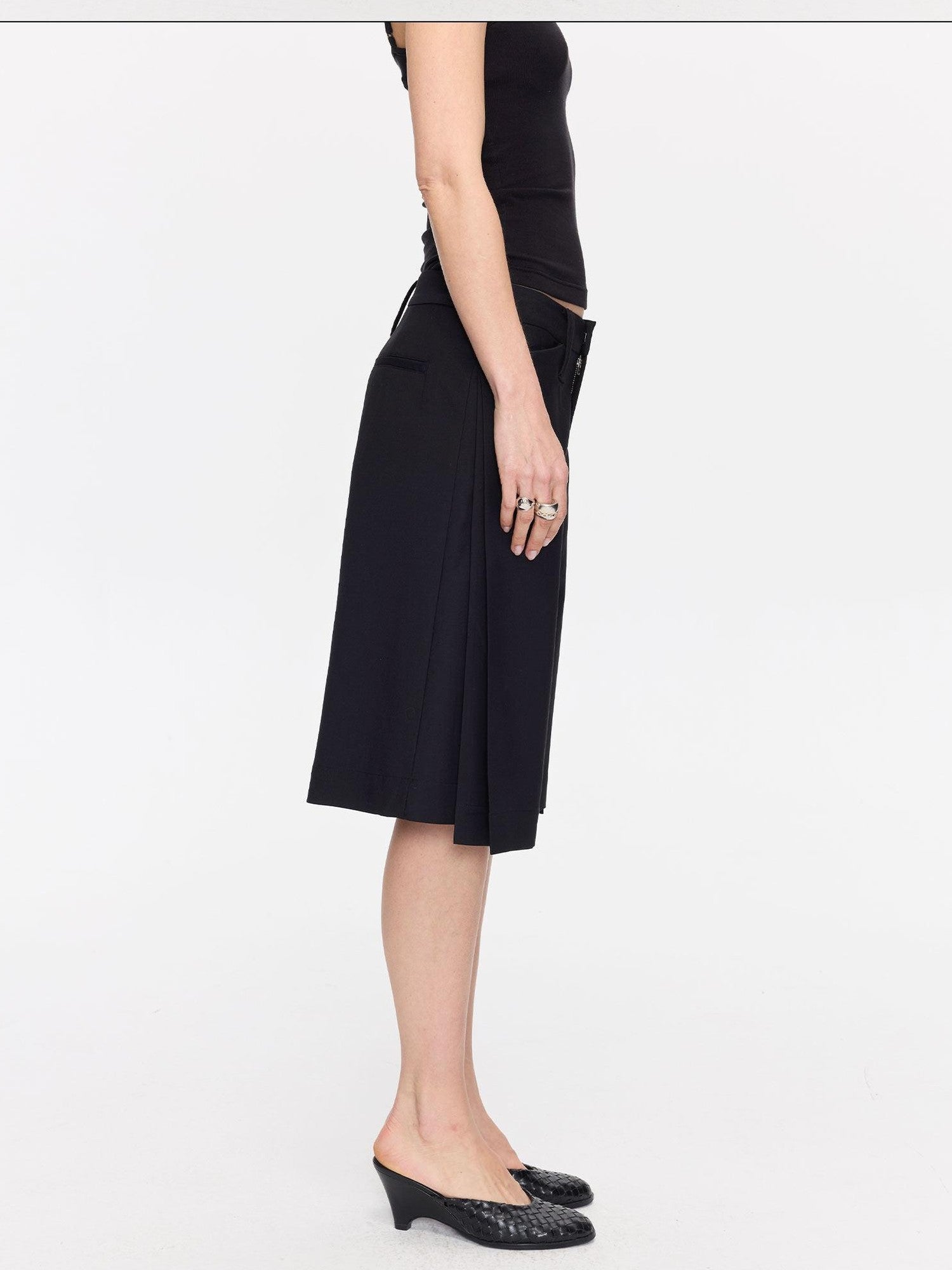 LYUOCHENG Pleated Minimalist Relaxed Mid Rise Women&