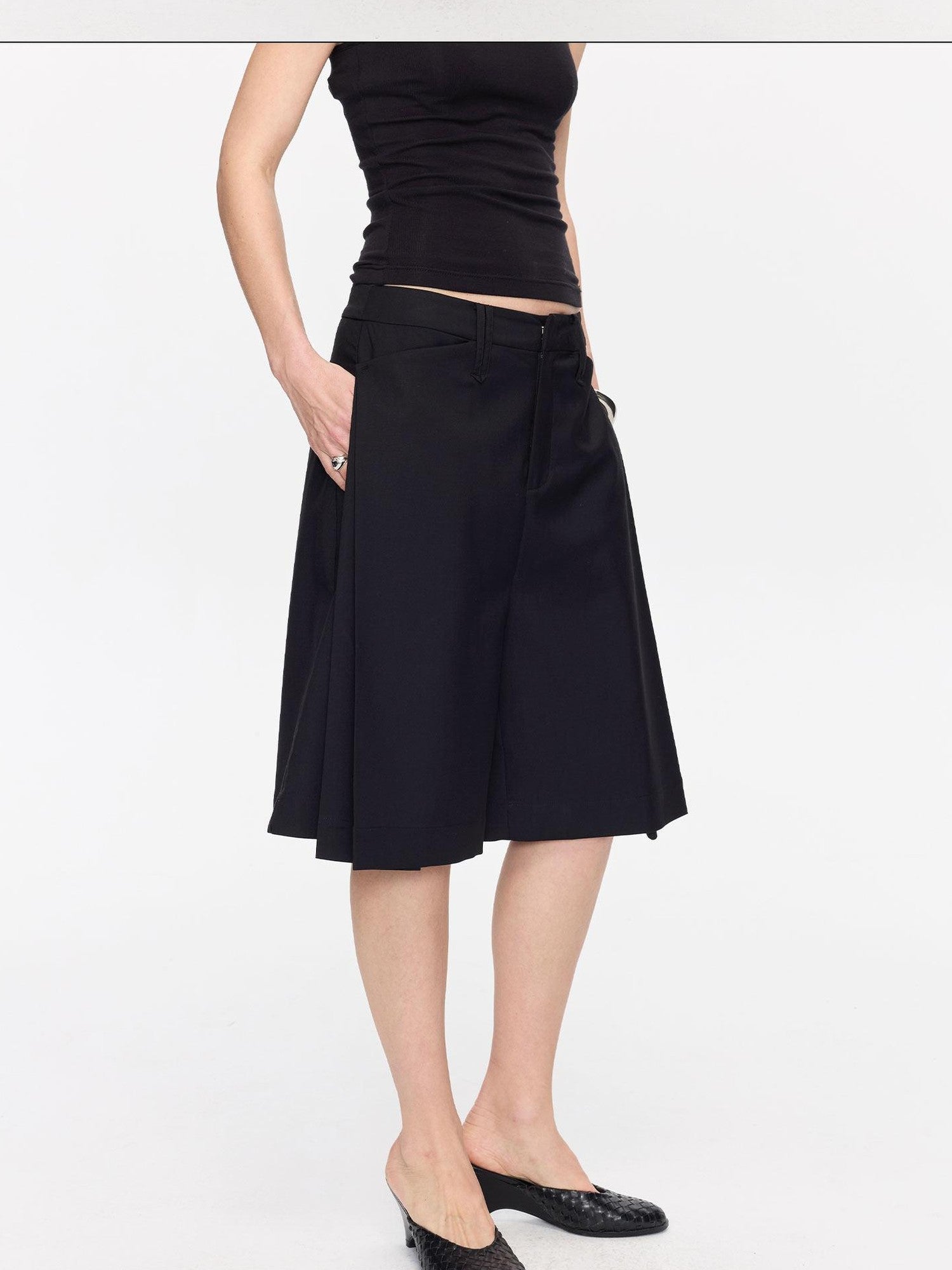 LYUOCHENG Pleated Minimalist Relaxed Mid Rise Women&