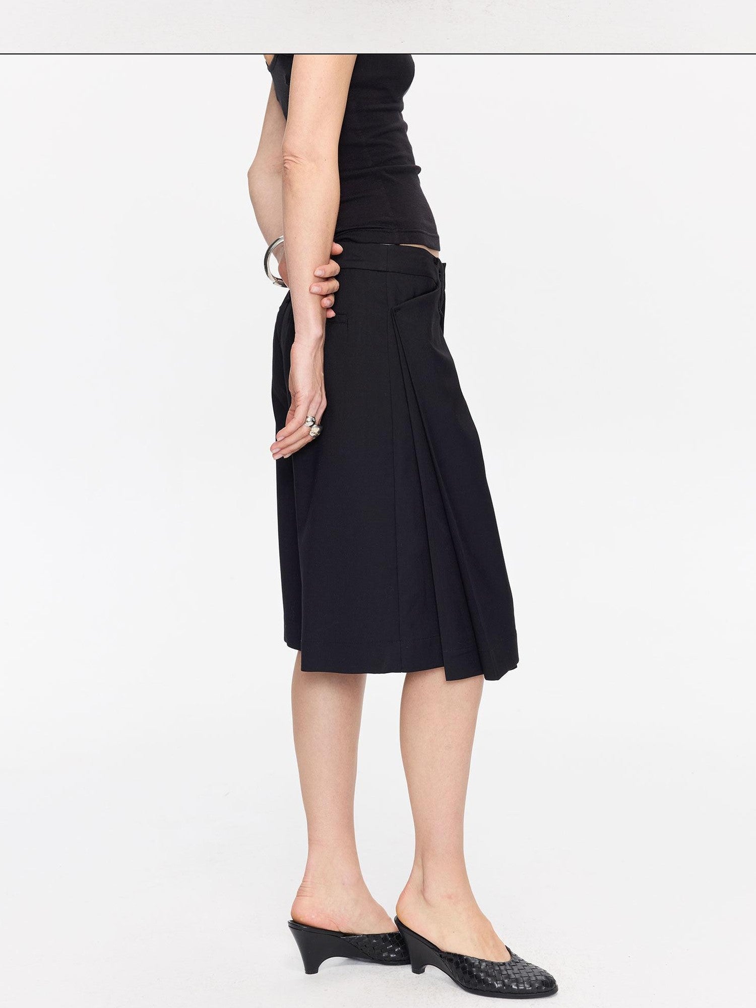 LYUOCHENG Pleated Minimalist Relaxed Mid Rise Women&