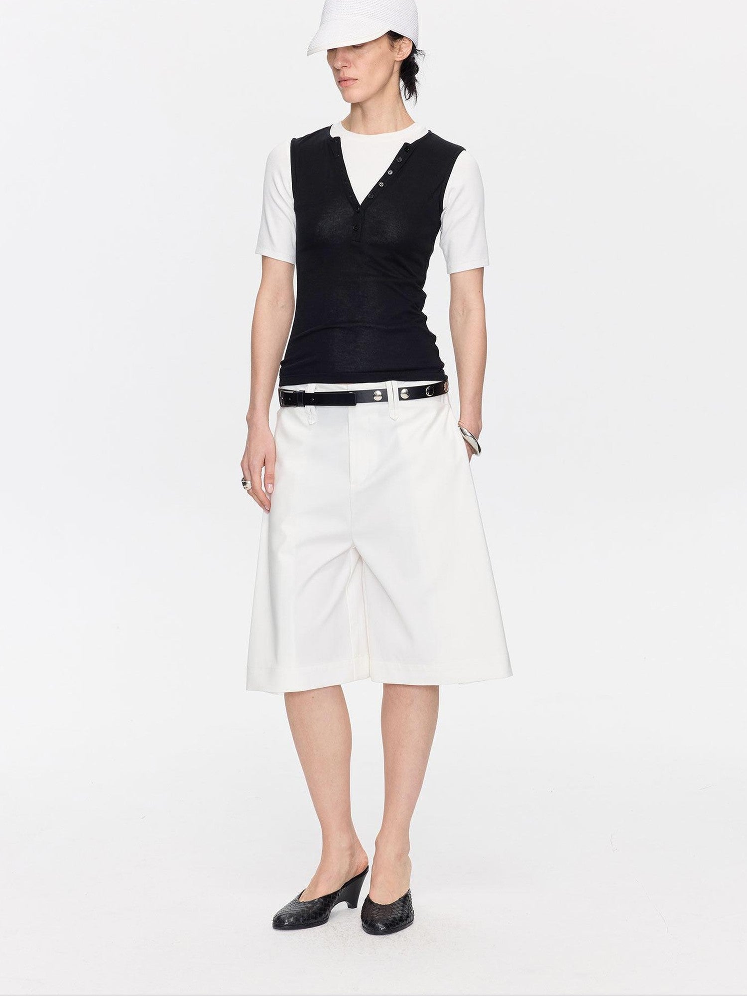 LYUOCHENG Pleated Minimalist Relaxed Mid Rise Women&