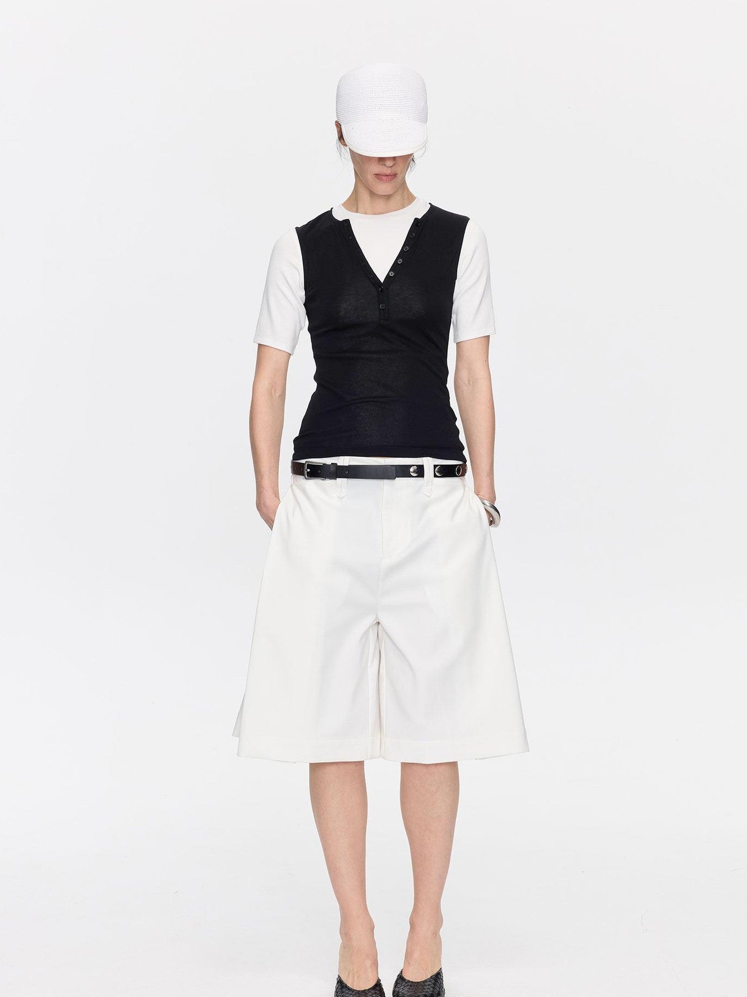 LYUOCHENG Pleated Minimalist Relaxed Mid Rise Women&