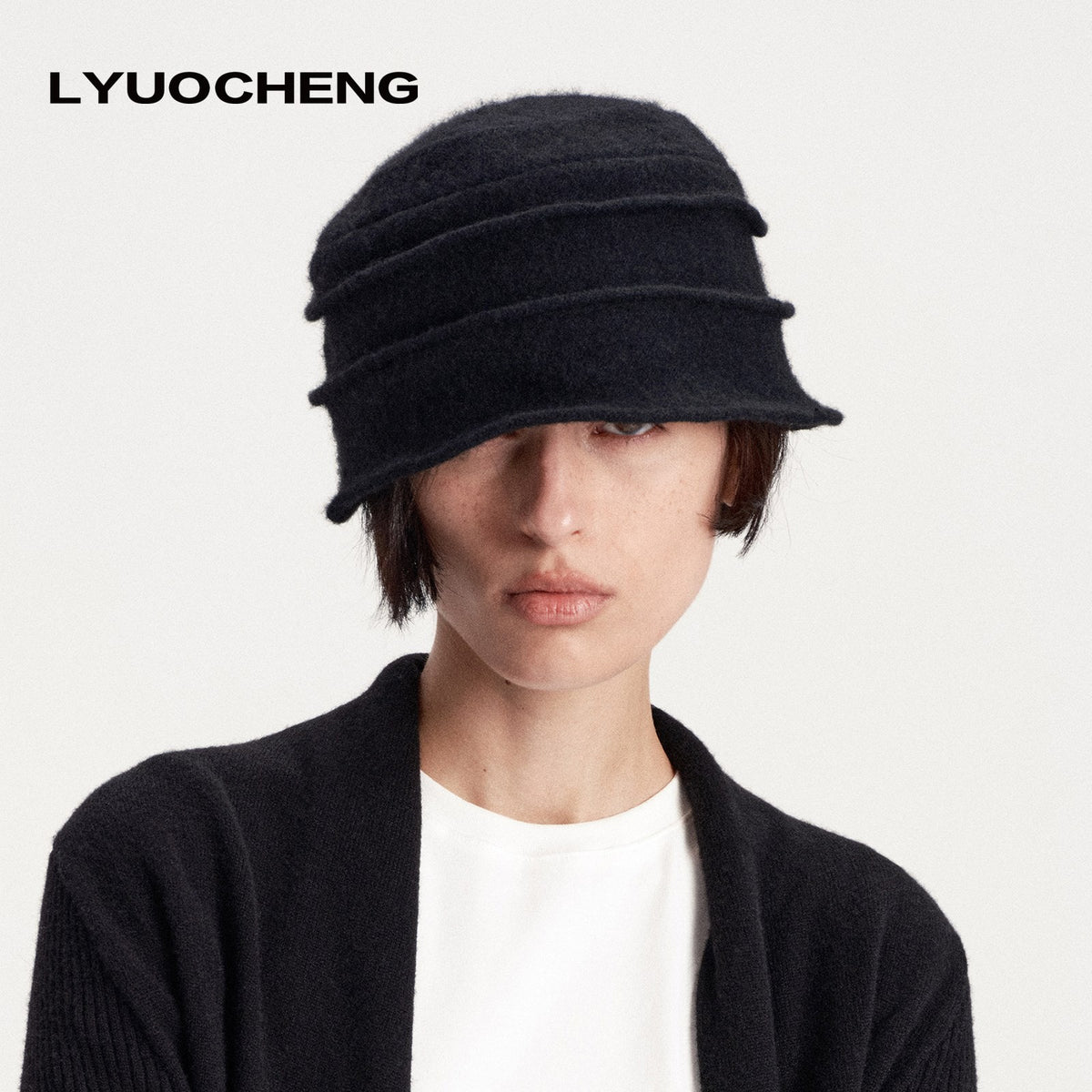 LYUOCHENG_Pleated_Round_Crown_Solid_Color_Wool_Blend_Warm_Women&