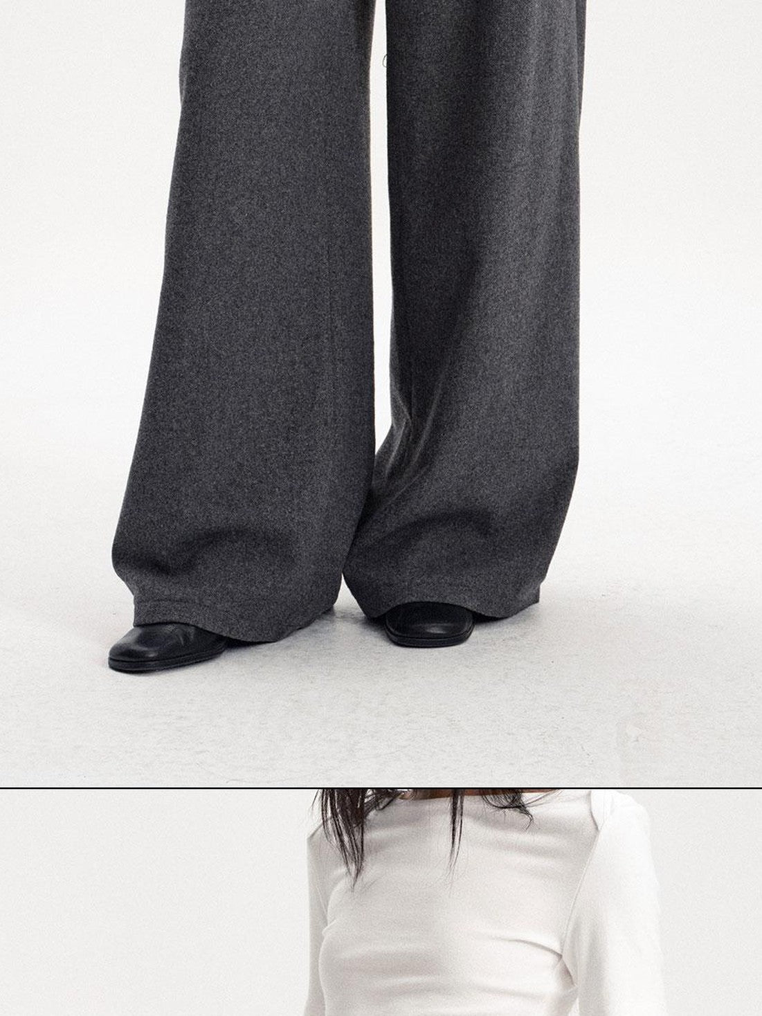 LYUOCHENG Pleated Straight Leg Wool Blend Women&
