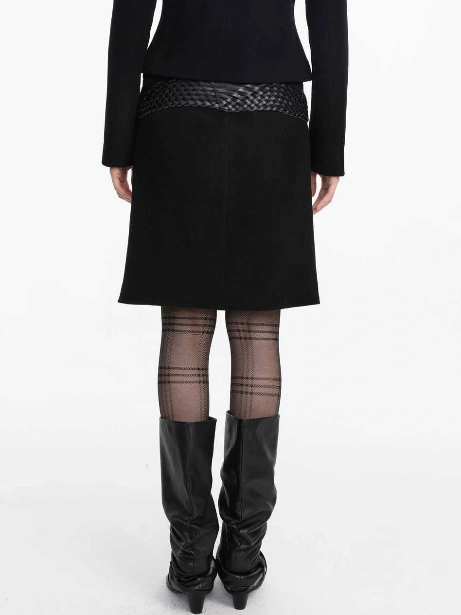 LYUOCHENG Pleated Wool Blend Midi Skirt