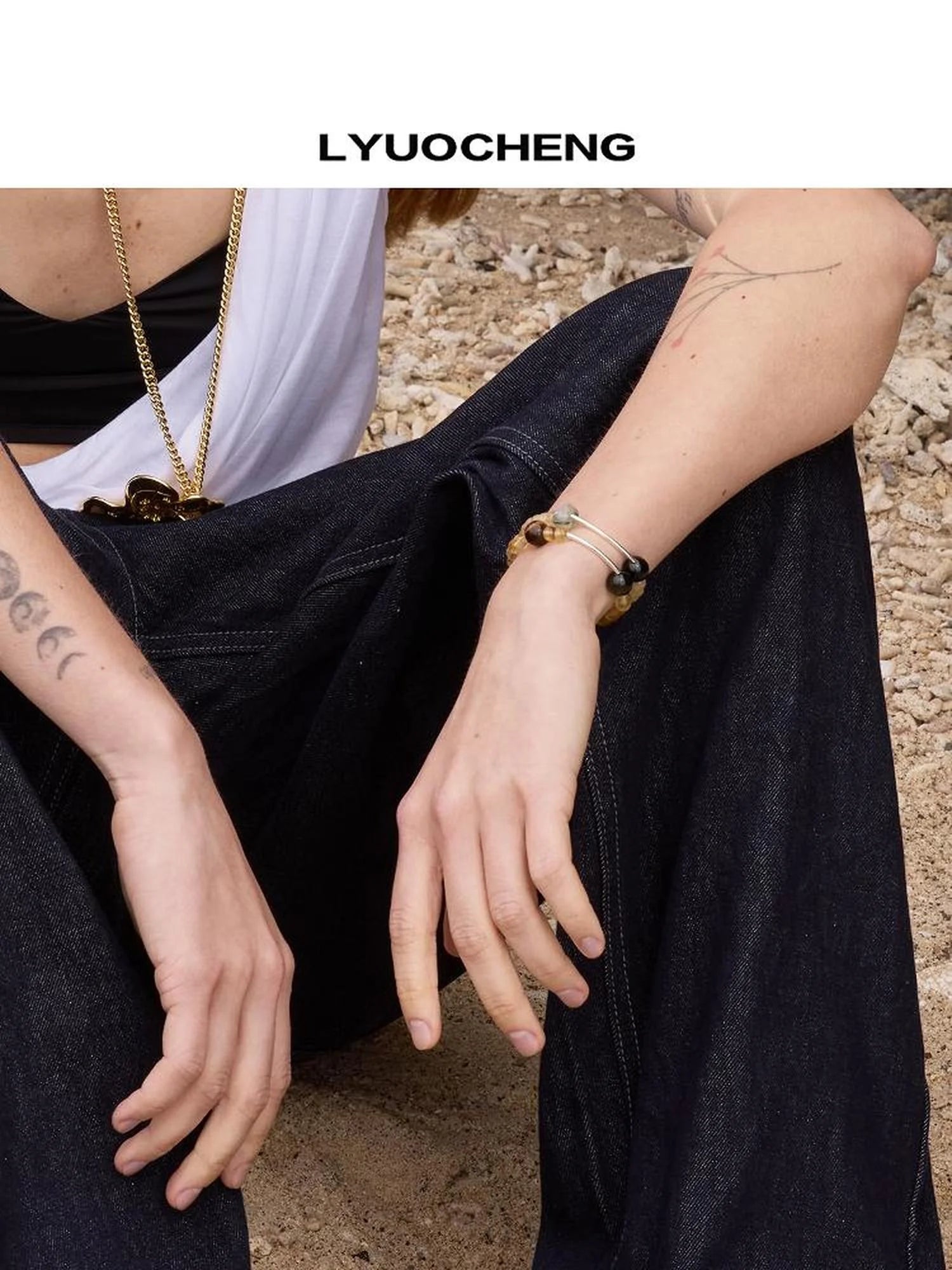 Prehnite Yellow Crystal 925 Silver Bracelet