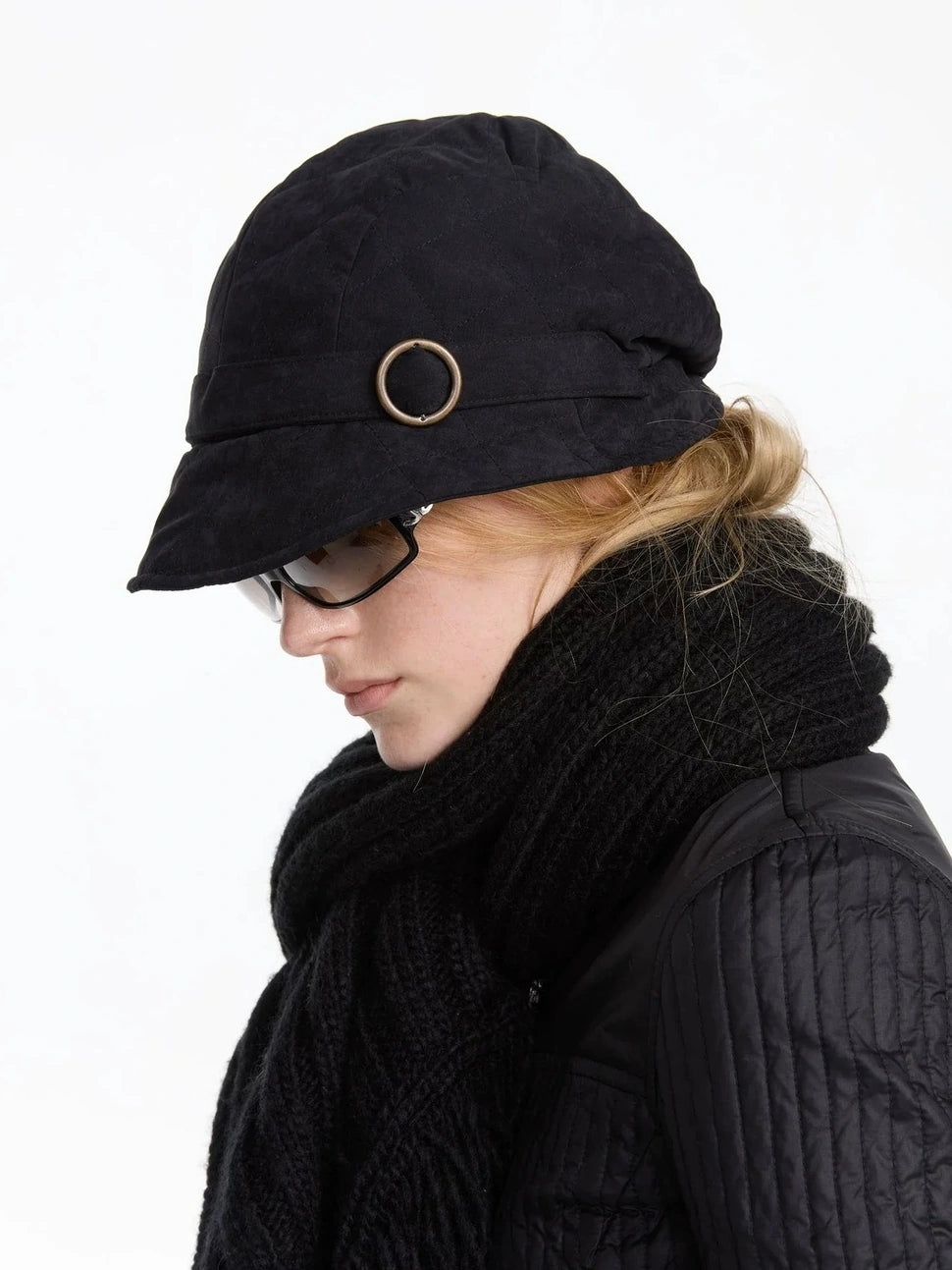 LYUOCHENG Quilted Cotton Short Brimmed Cap