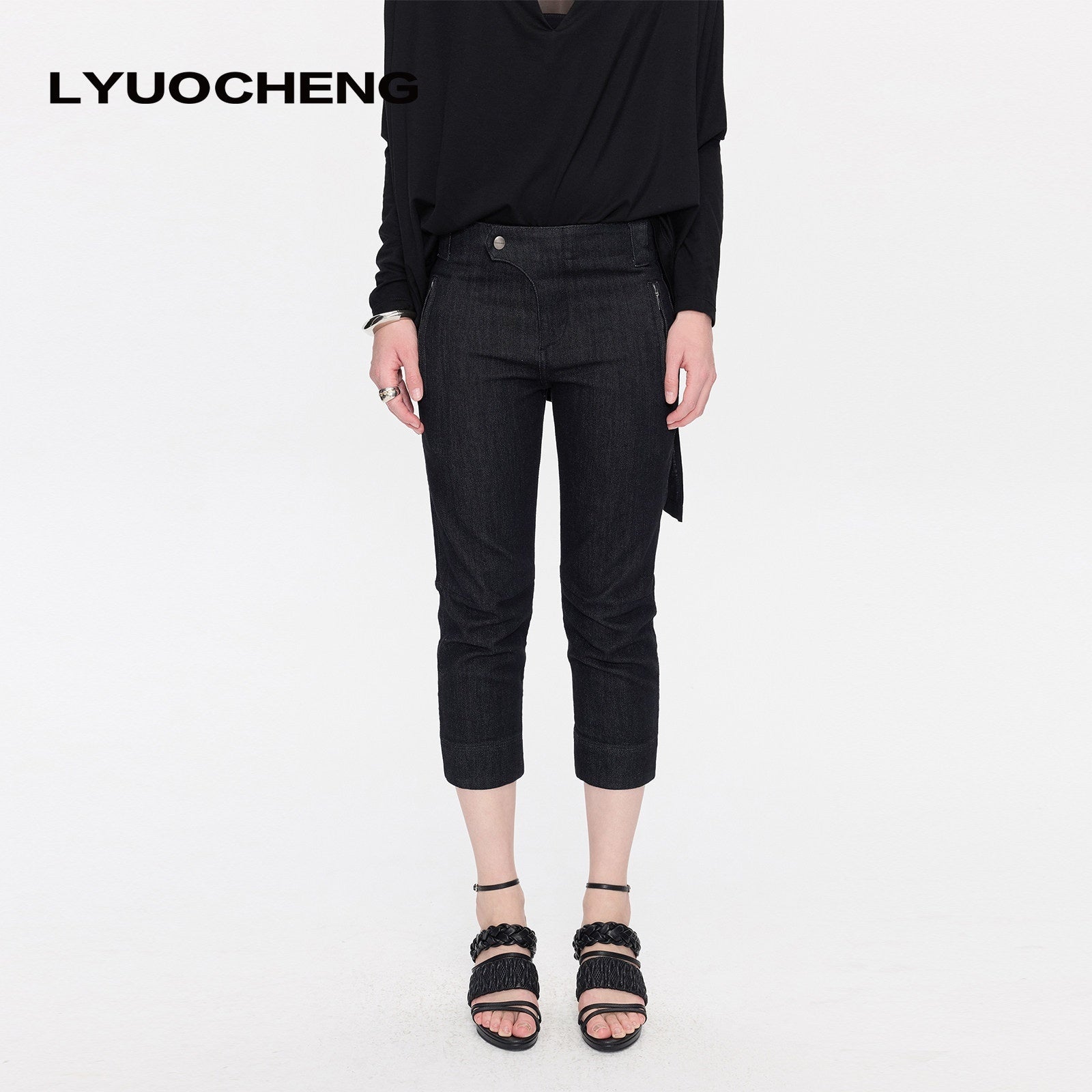 LYUOCHENG_Raw_Denim_Slim_Tapered_Stretch_Zip_Fly_Women&
