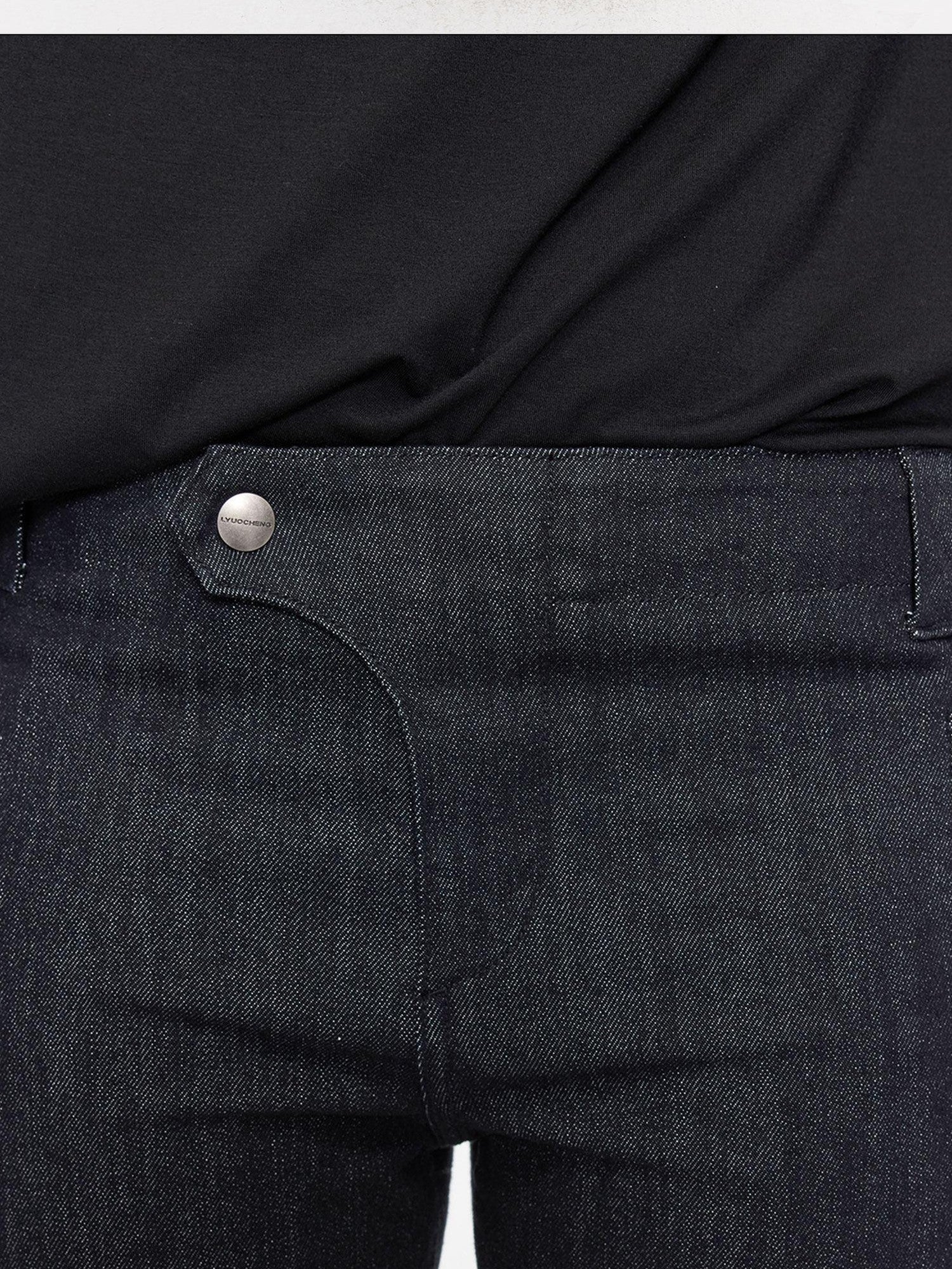 LYUOCHENG Raw Denim Slim Tapered Stretch Zip Fly Women&