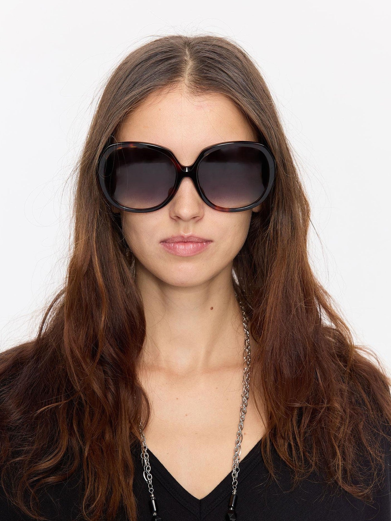 LYUOCHENG Retro Oversized Round Gradient Tortoiseshell Women&