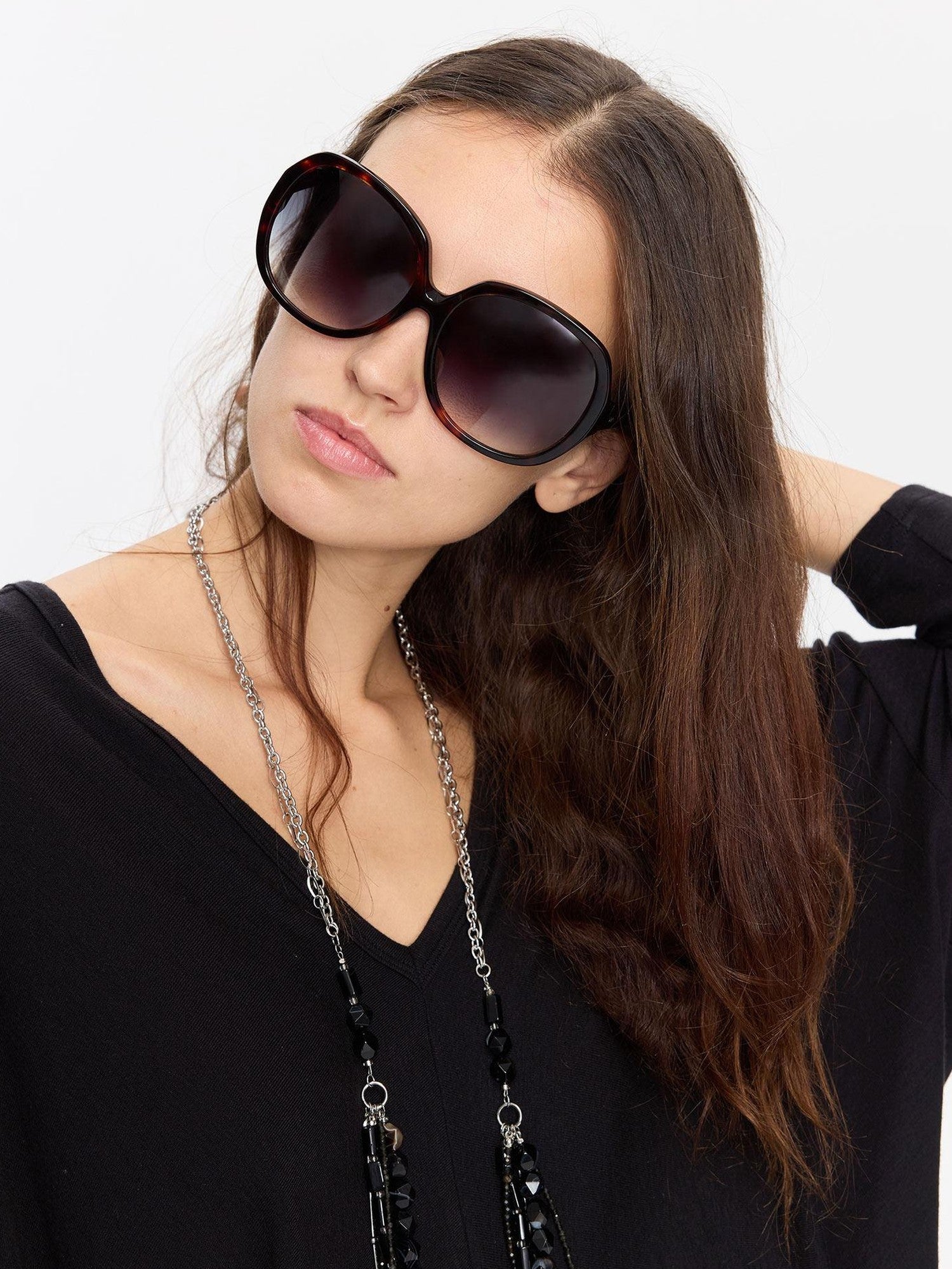 LYUOCHENG Retro Oversized Round Gradient Tortoiseshell Women&