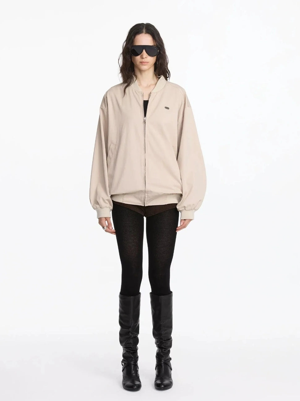 LYUOCHENG Reversible Plaid Baseball Jacket In Khaki And Purple
