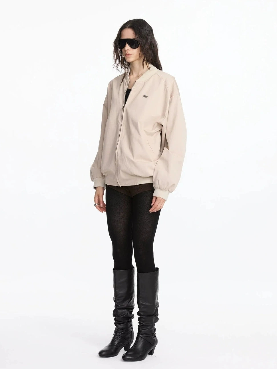 LYUOCHENG Reversible Plaid Baseball Jacket In Khaki And Purple