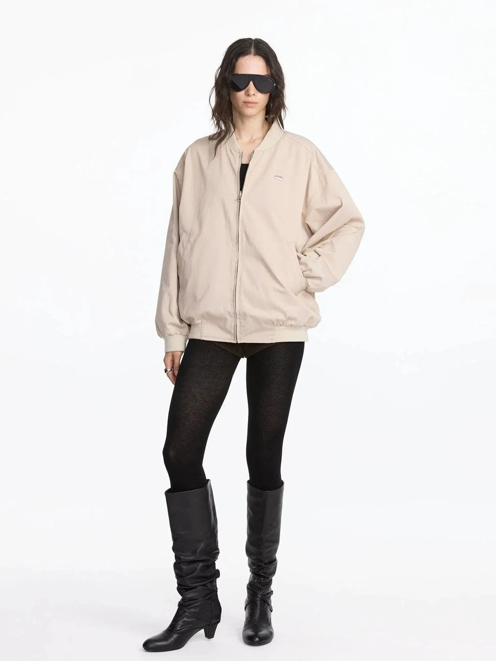 LYUOCHENG Reversible Plaid Baseball Jacket In Khaki And Purple