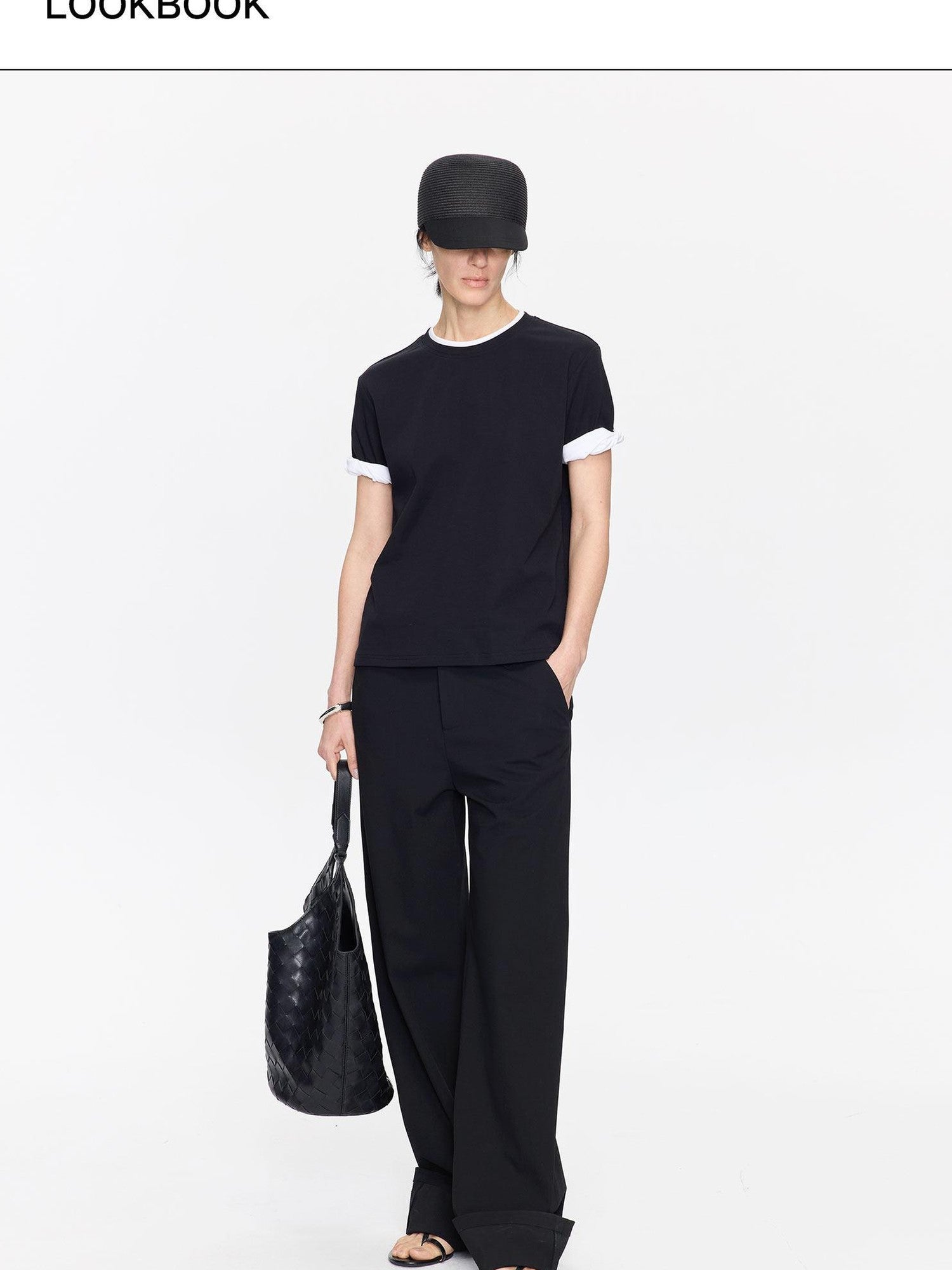 LYUOCHENG Rolled Hem Colorblock Shirring Women&