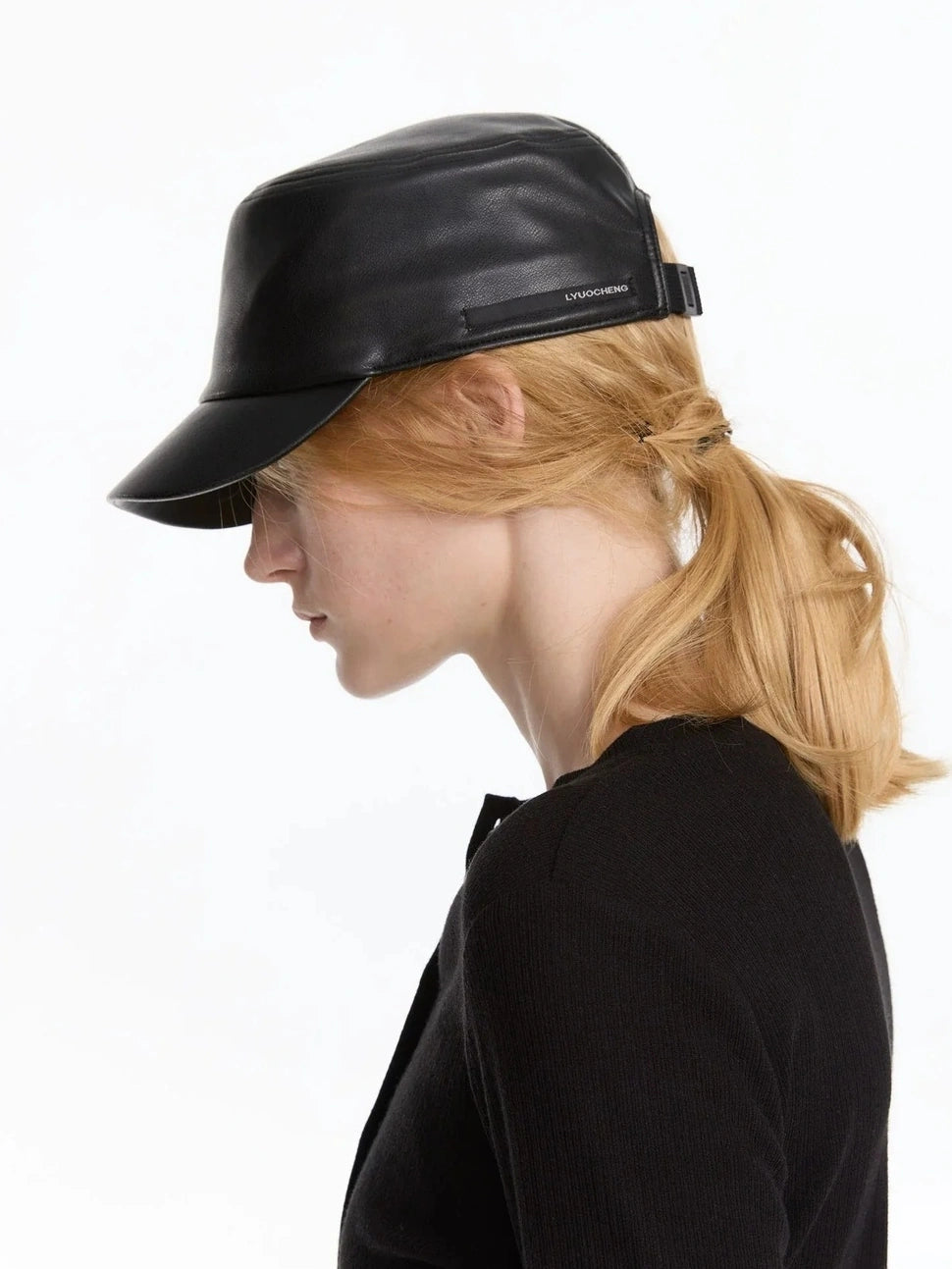LYUOCHENG Short Brim Pu Equestrian Hat