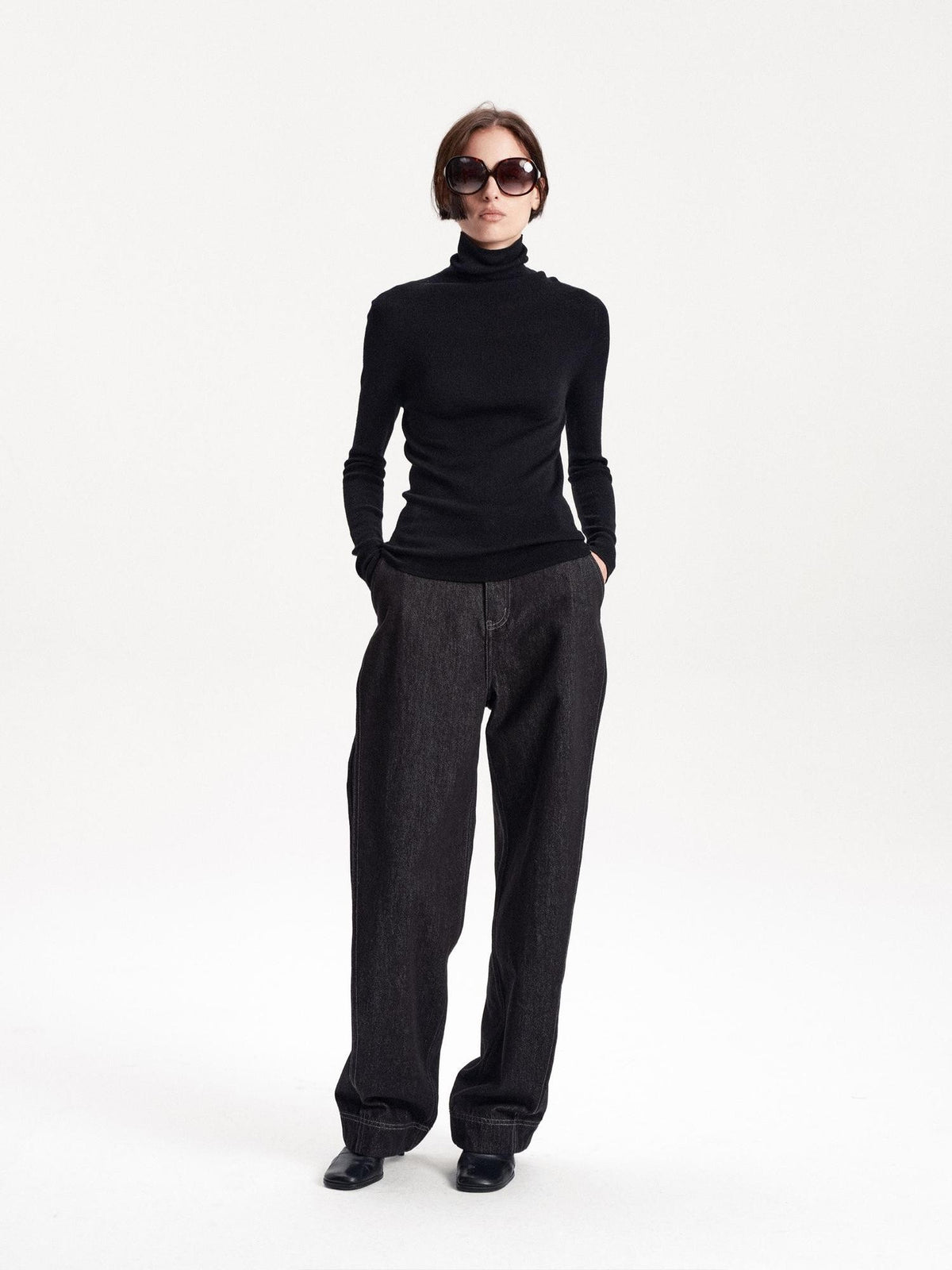 LYUOCHENG Slim Minimalist Knit Wool Blend Long Sleeve Women&