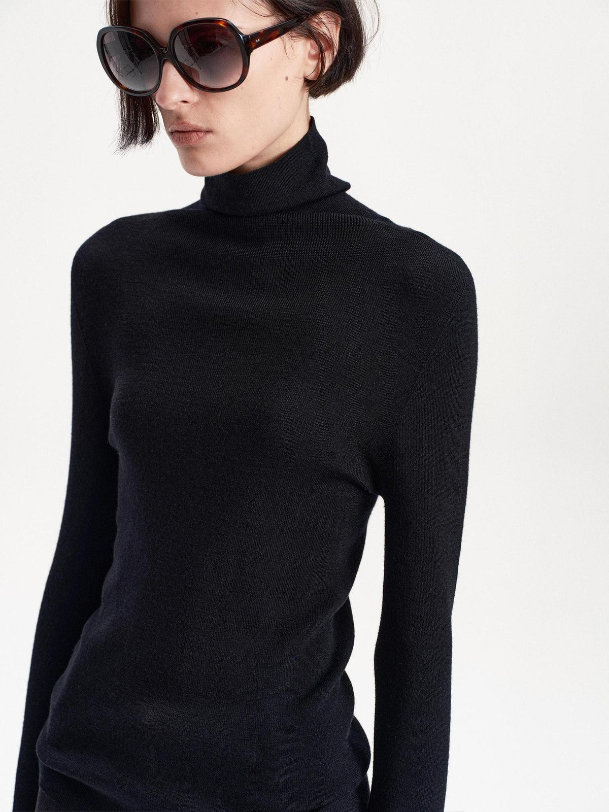 LYUOCHENG Slim Minimalist Knit Wool Blend Long Sleeve Women&