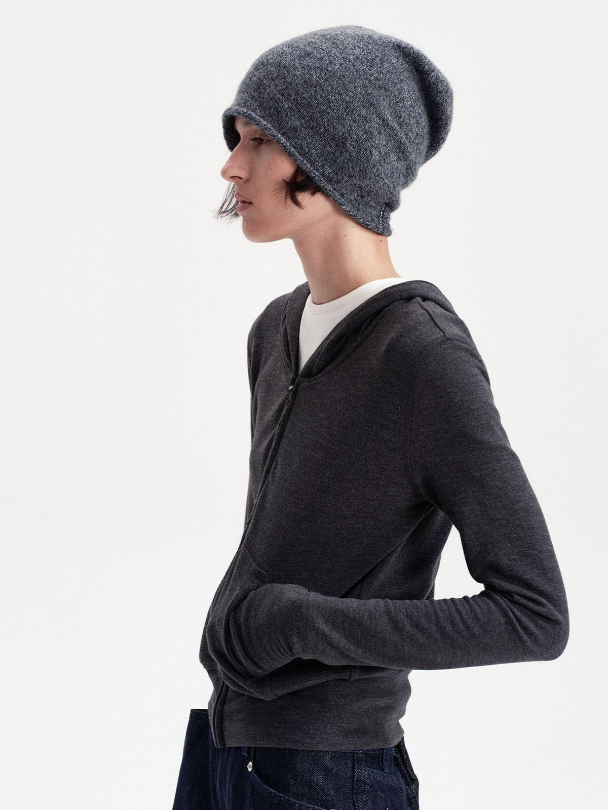 LYUOCHENG Solid Color Round Top Cashmere Wool Blend Women&