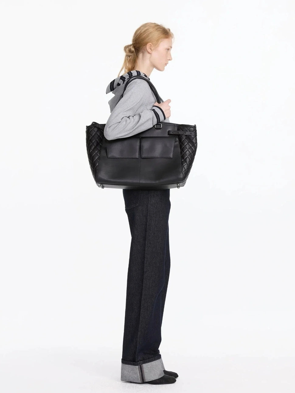 LYUOCHENG Straight Leg Cuffed Raw Denim Jeans