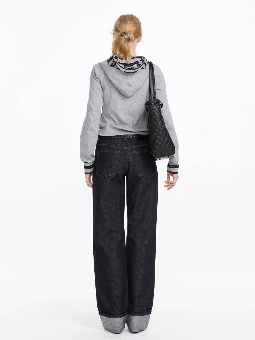 LYUOCHENG Straight Leg Cuffed Raw Denim Jeans