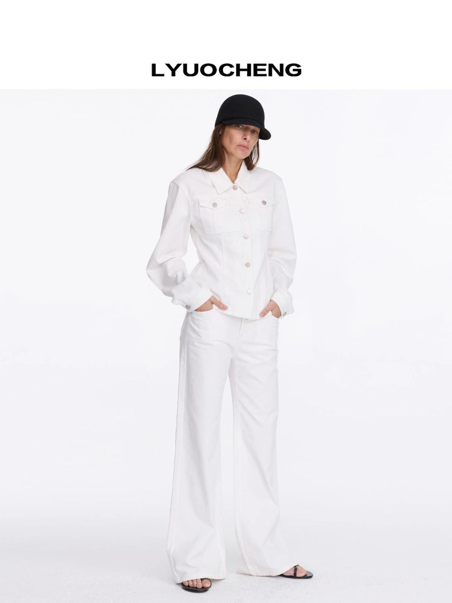 LYUOCHENG Straight Leg White Jeans