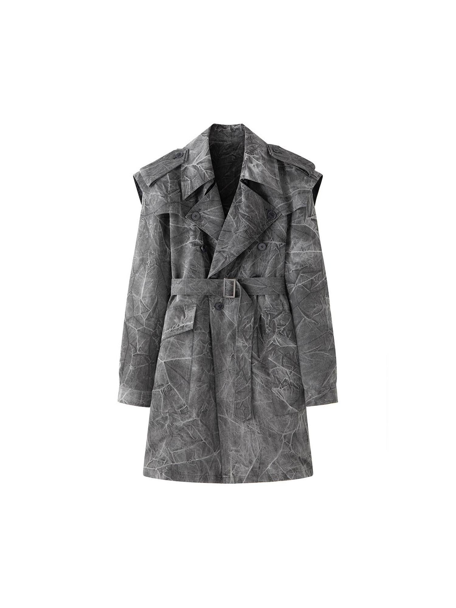 LYUOCHENG Textured Double Breasted Mid Length Notched Lapel Women&
