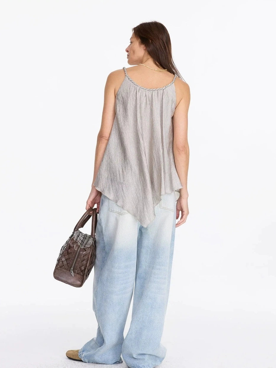 LYUOCHENG Twisted Neck Champagne Acetate Camisole