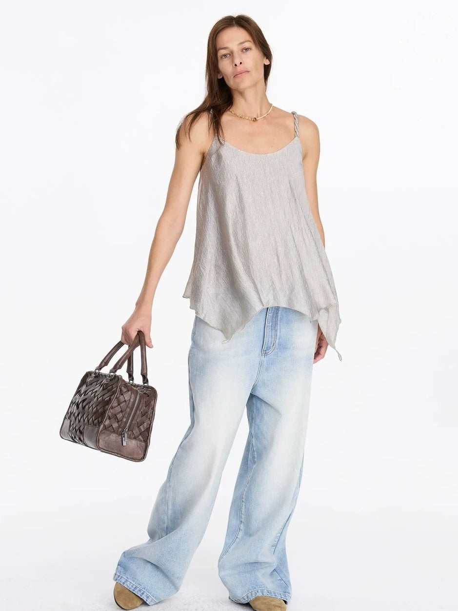 LYUOCHENG Twisted Neck Champagne Acetate Camisole