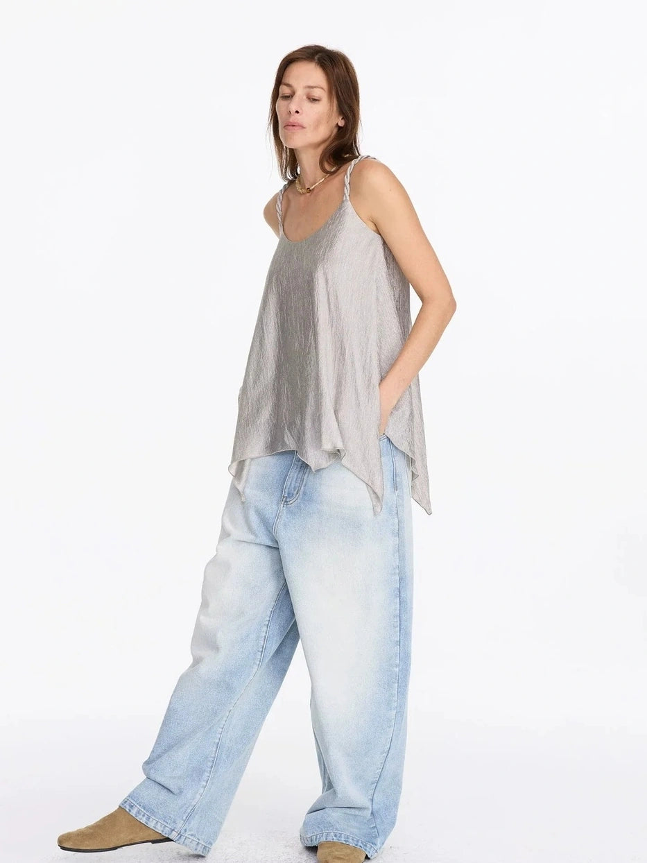 LYUOCHENG Twisted Neck Champagne Acetate Camisole