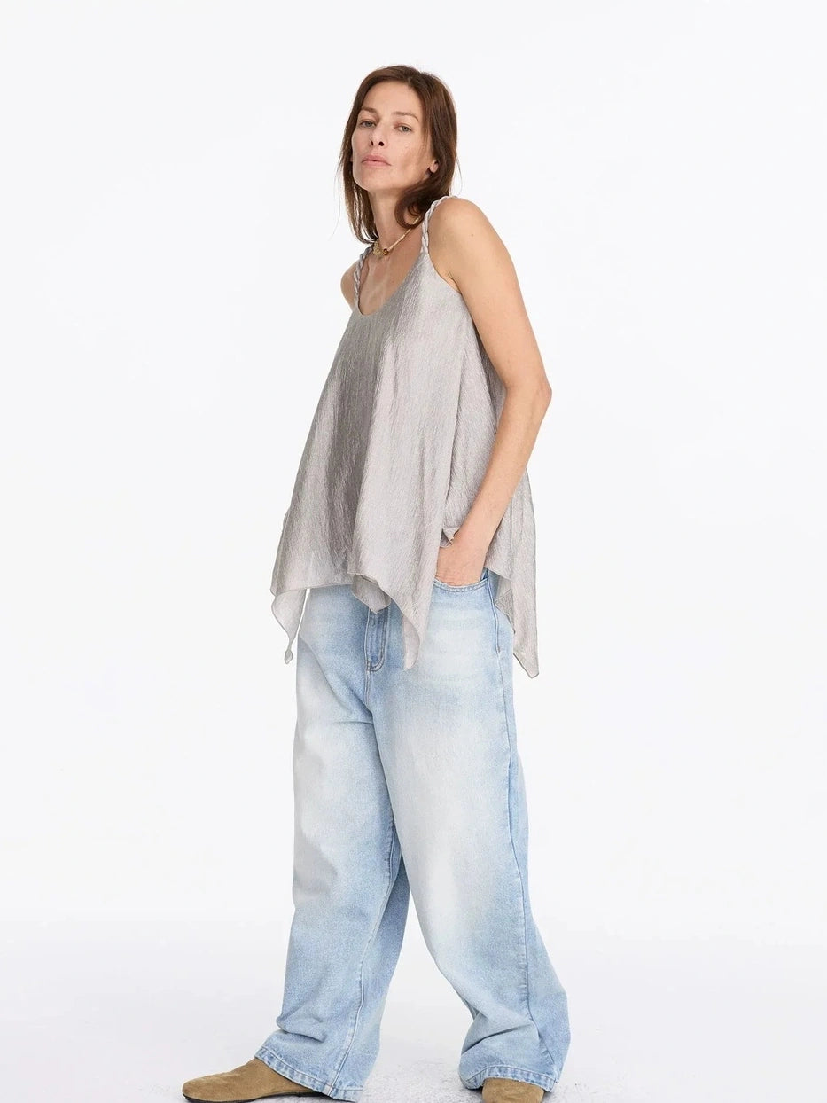 LYUOCHENG Twisted Neck Champagne Acetate Camisole