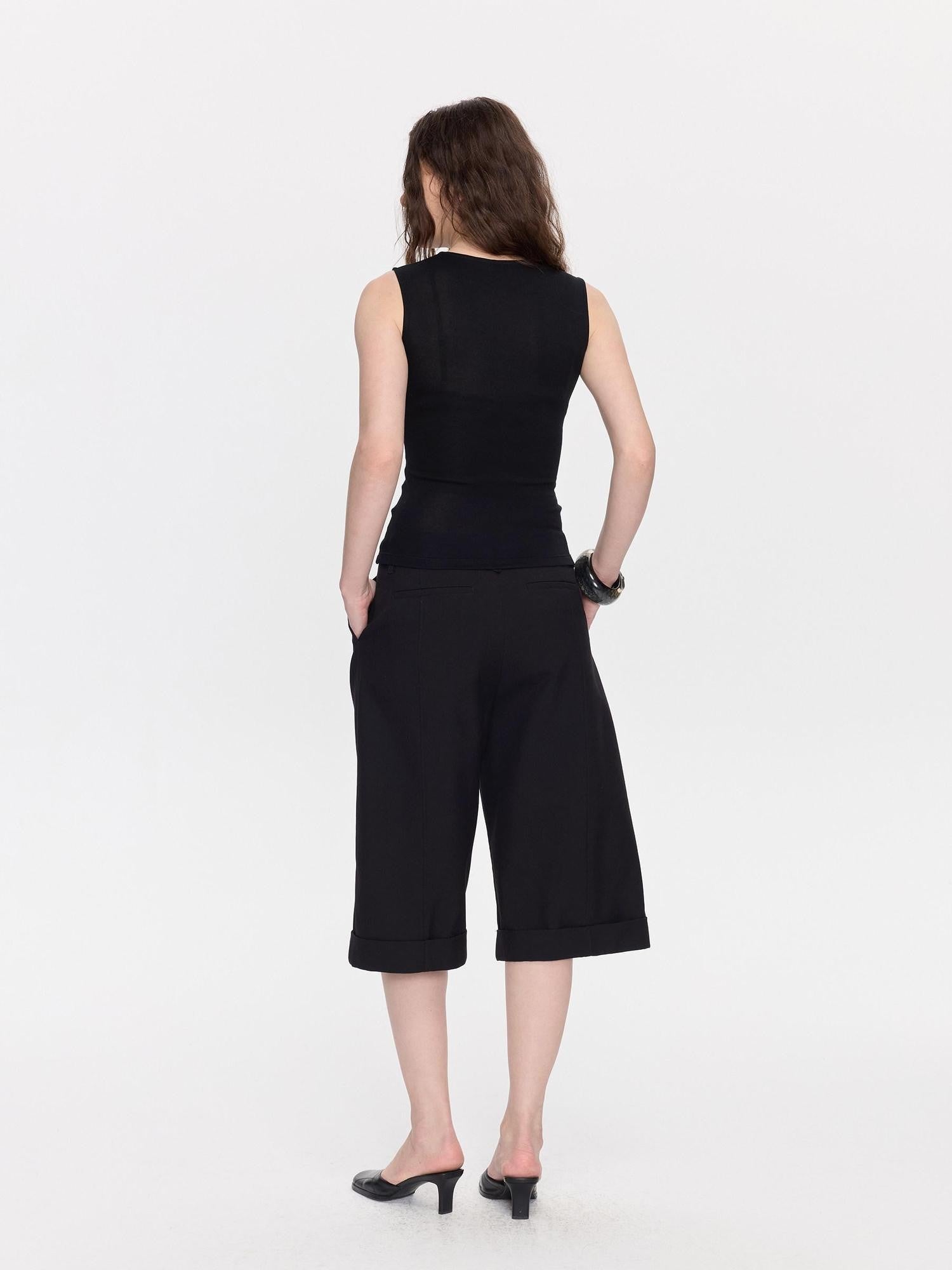 LYUOCHENG V-neck Buttons Racerback Slim Plain Knit Women&