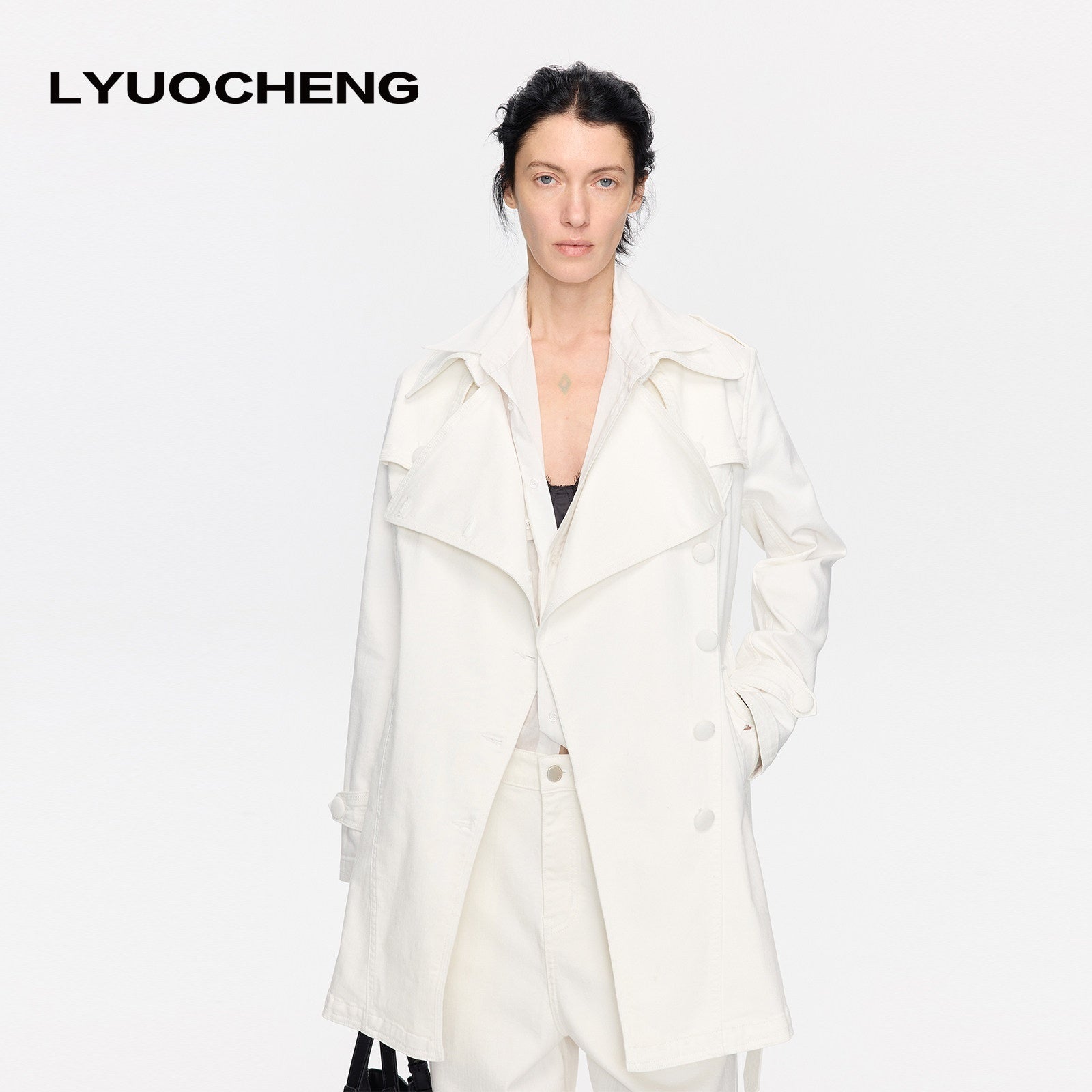 LYUOCHENG_Vintage_Denim_Lace_Up_Double_Breasted_Lapel_Women&