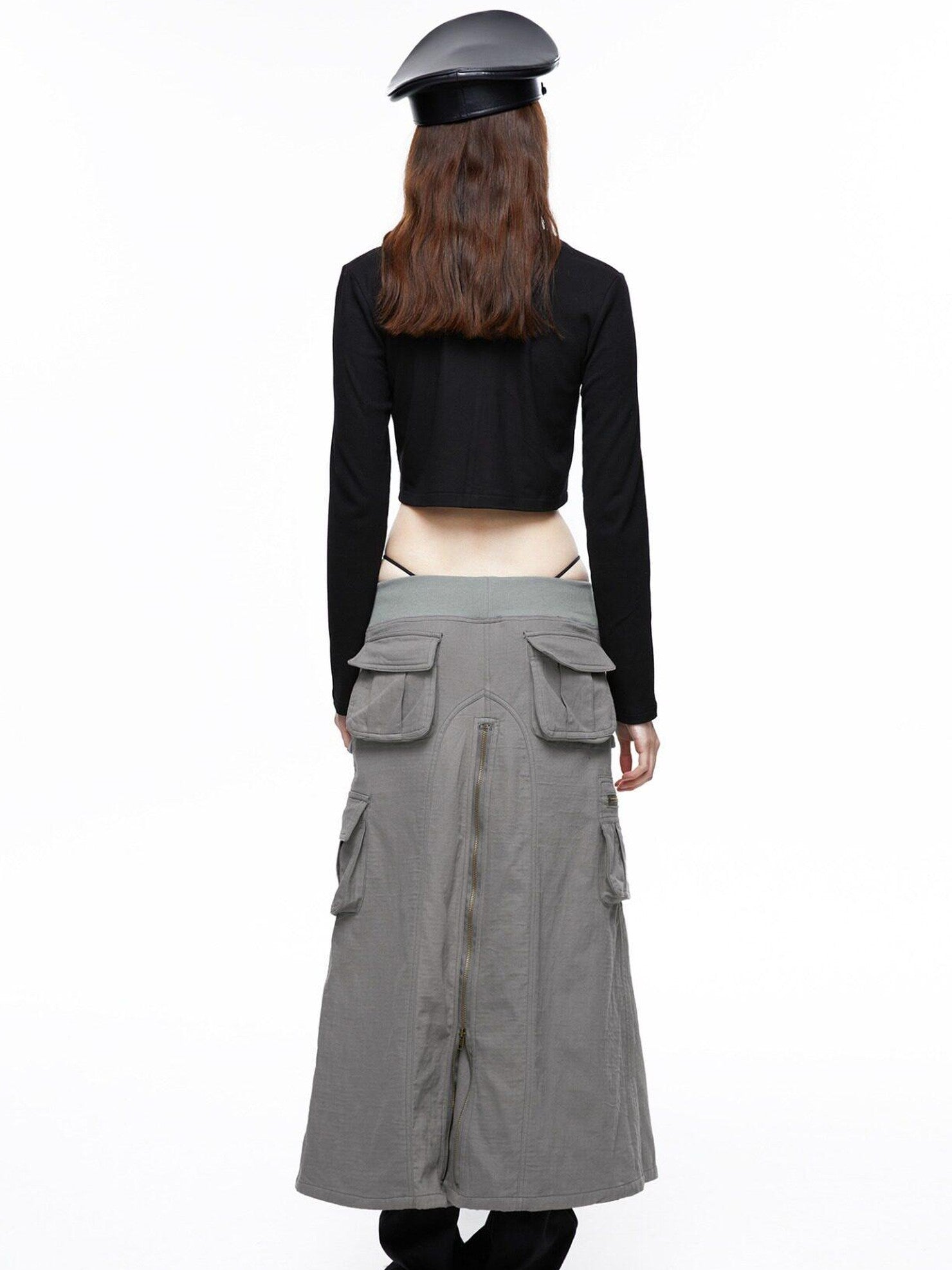 LYUOCHENG Vintage Low Waist Pocket A Line Women&