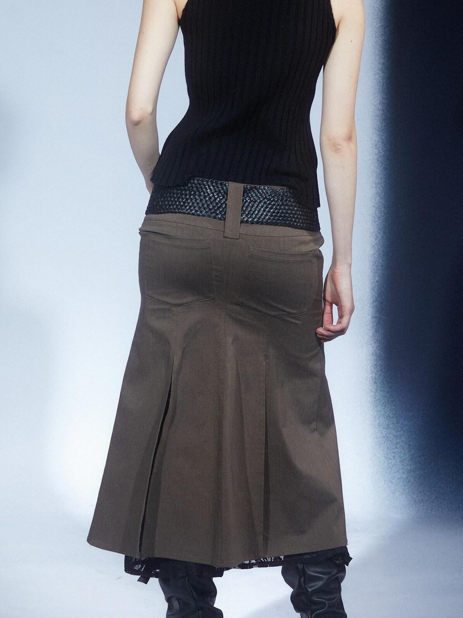 LYUOCHENG Vintage Low Waist Spliced Lace Women&