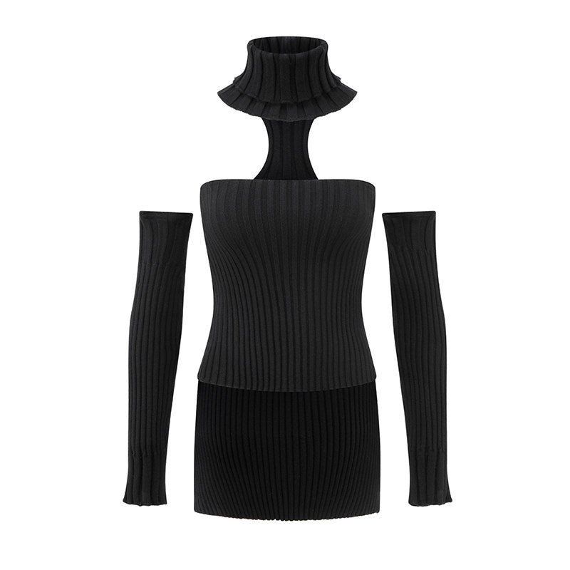 LYUOCHENG_Vintage_Spliced_Backless_High_Collar_Slim_Fit_Women&
