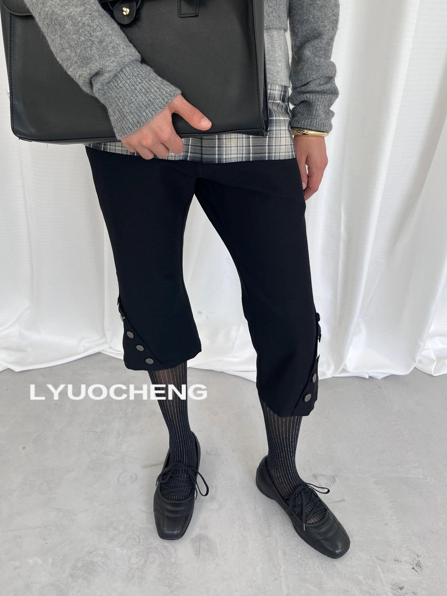 LYUOCHENG Vintage Stretch Black Knee Length Riding Shorts