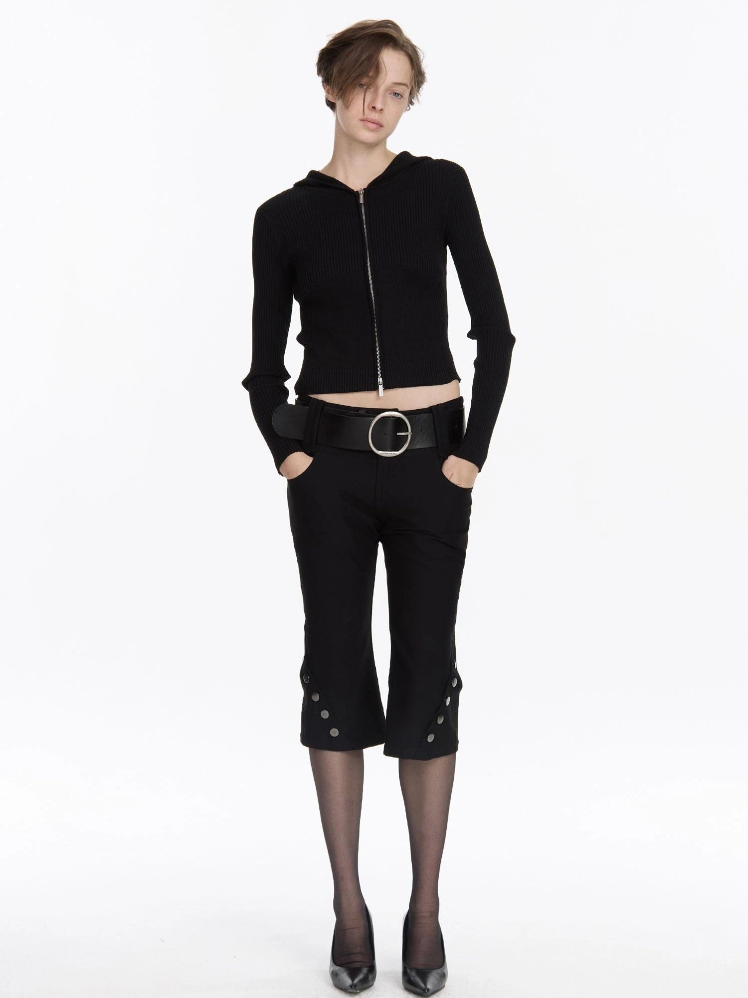 LYUOCHENG Vintage Stretch Black Knee Length Riding Shorts