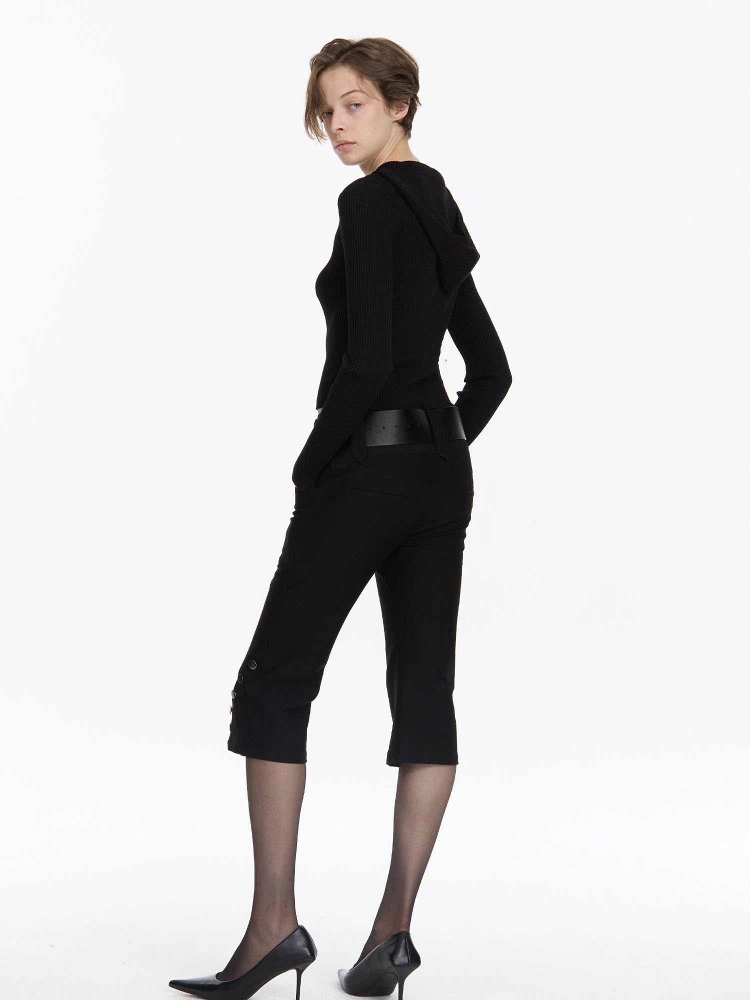 LYUOCHENG Vintage Stretch Black Knee Length Riding Shorts