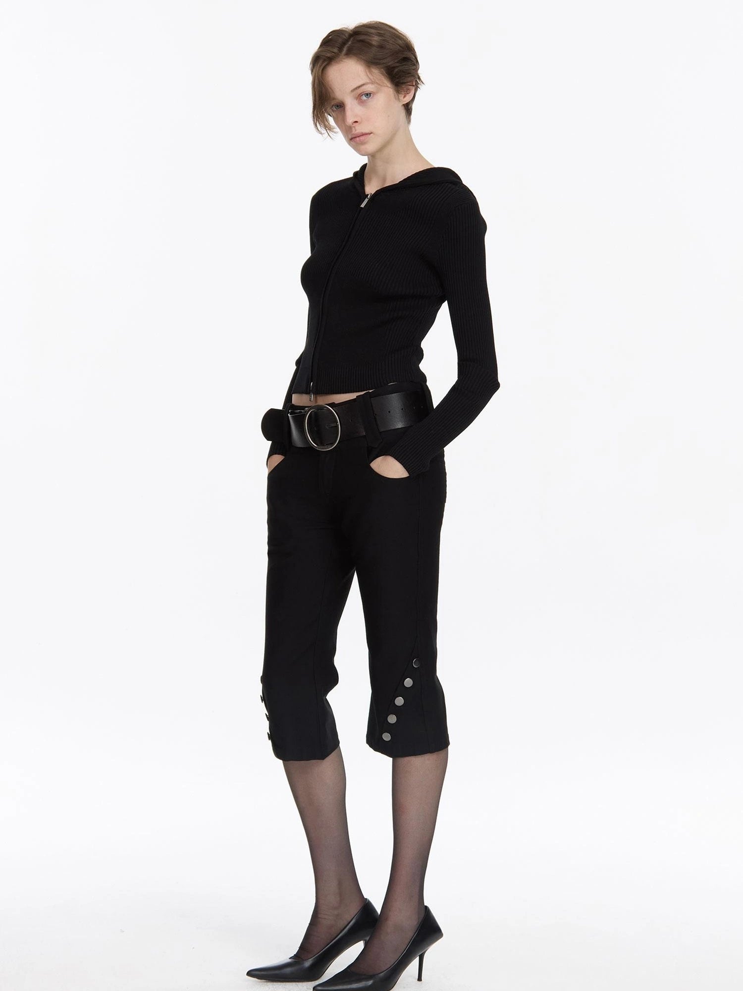 LYUOCHENG Vintage Stretch Black Knee Length Riding Shorts