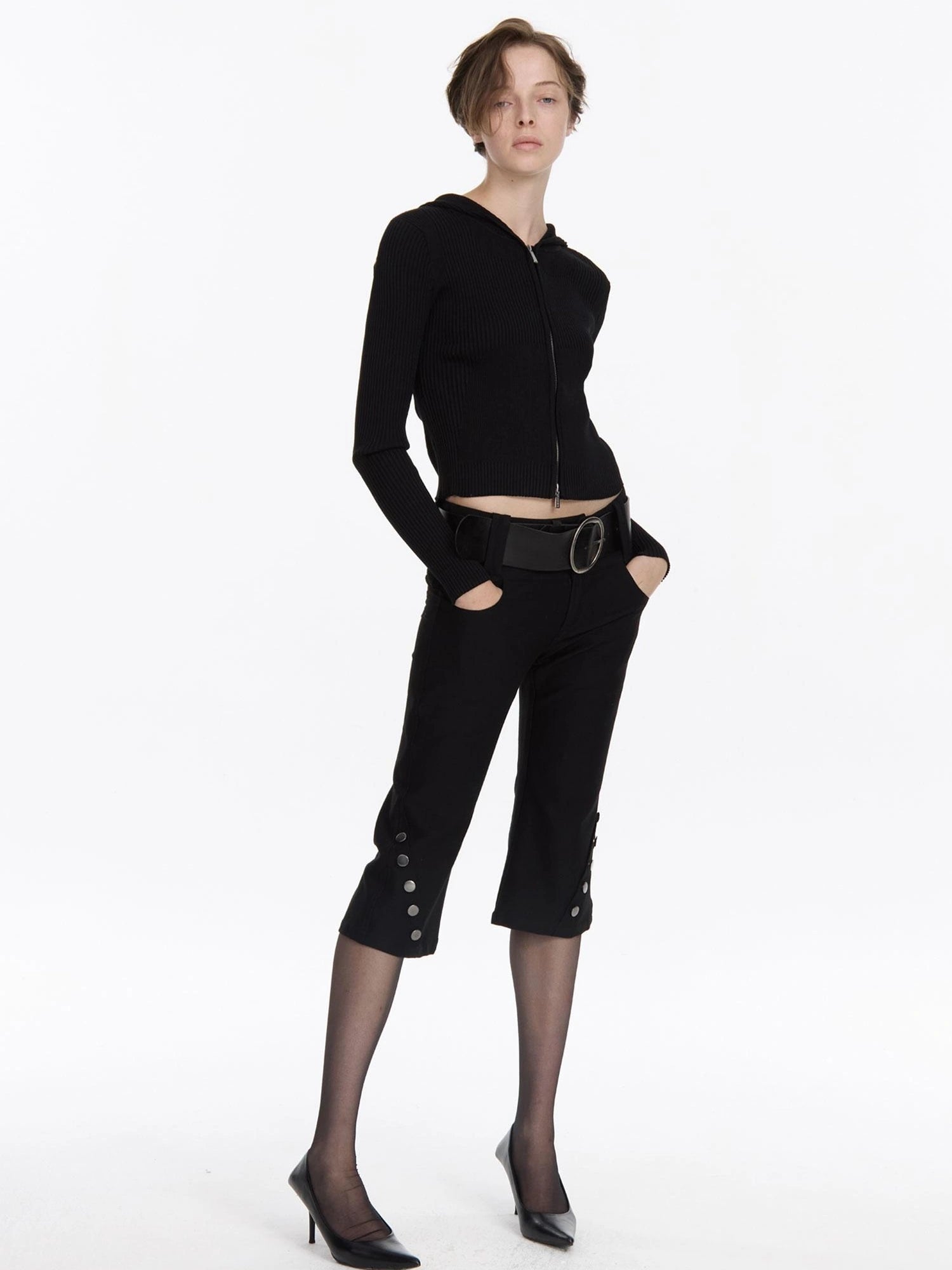 LYUOCHENG Vintage Stretch Black Knee Length Riding Shorts