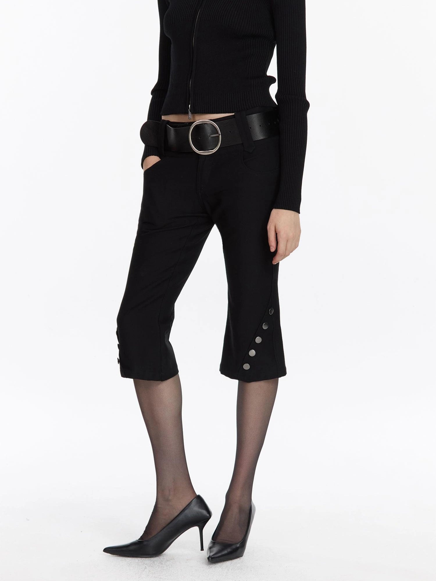 LYUOCHENG Vintage Stretch Black Knee Length Riding Shorts