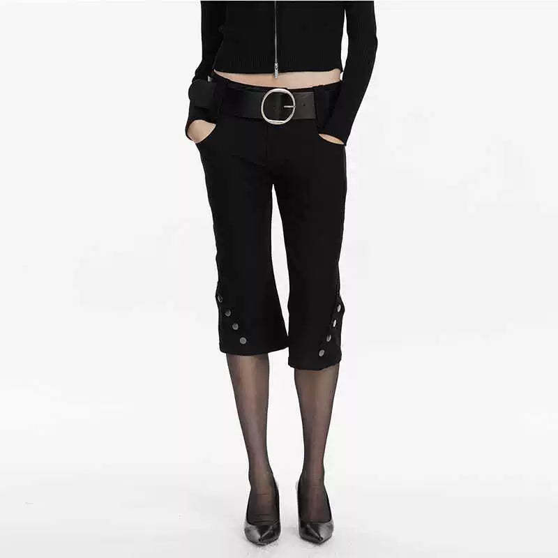 LYUOCHENG_Vintage_Stretch_Black_Knee_Length_Riding_Shorts_MISSTT