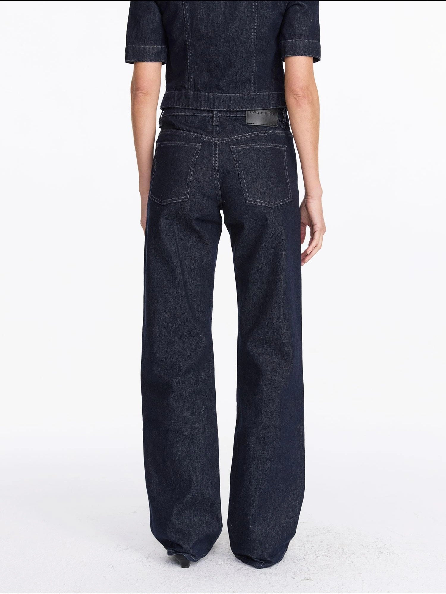 LYUOCHENG Vintage Washed Straight Leg Raw Denim Jeans